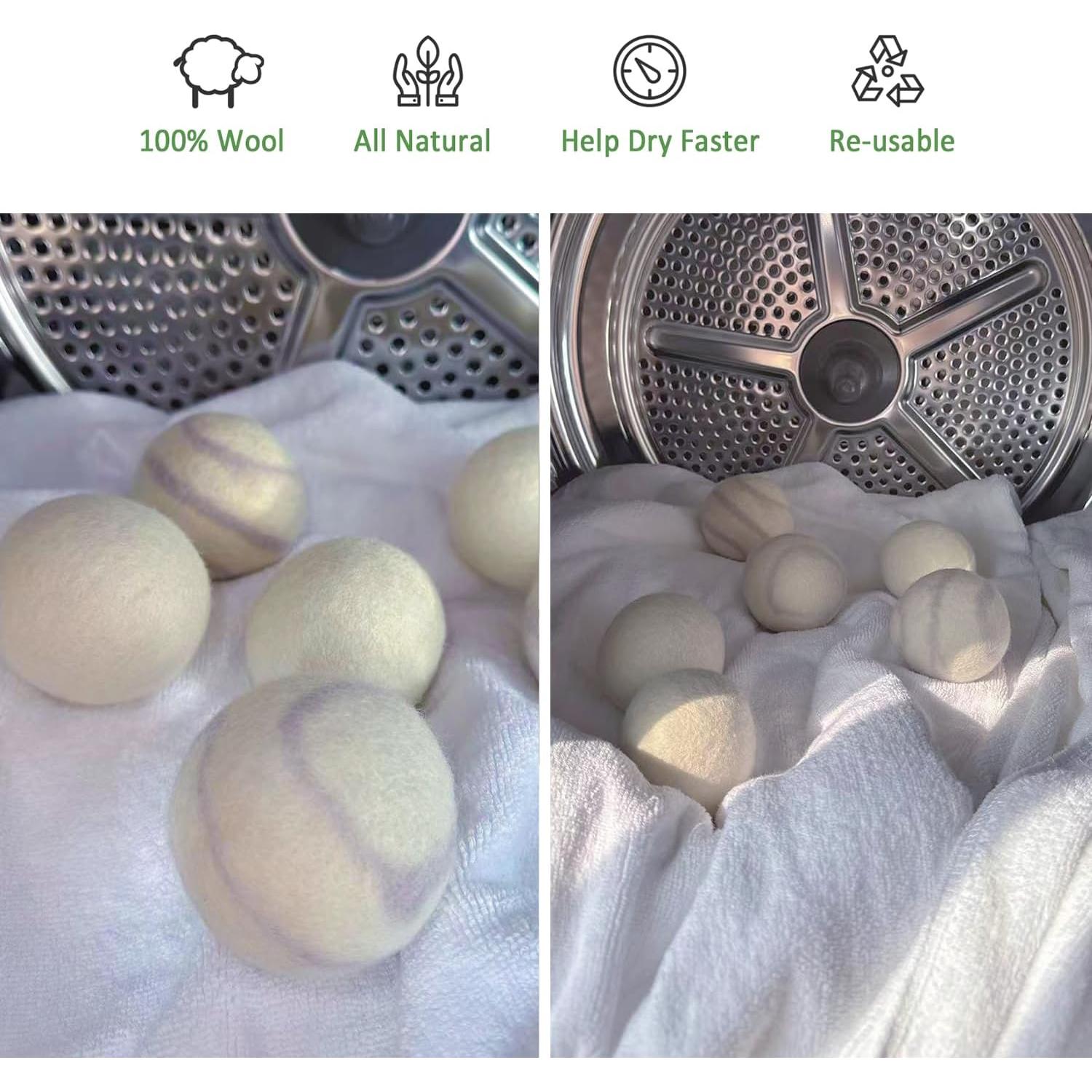 Bolas de Secadora de Lana Qingbei 100% Natural Rayas Grises - 6 Unidades