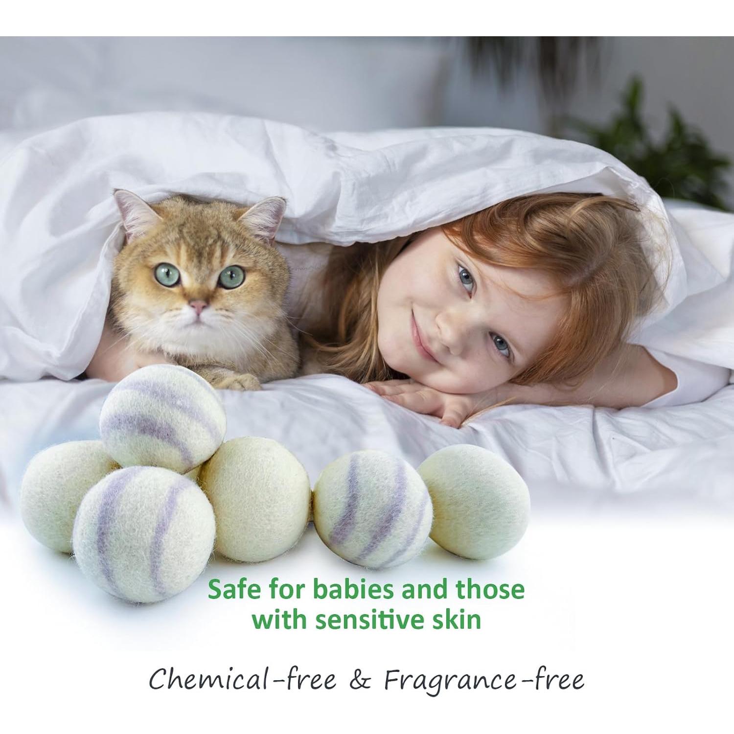 Bolas de Secadora de Lana Qingbei 100% Natural Rayas Grises - 6 Unidades