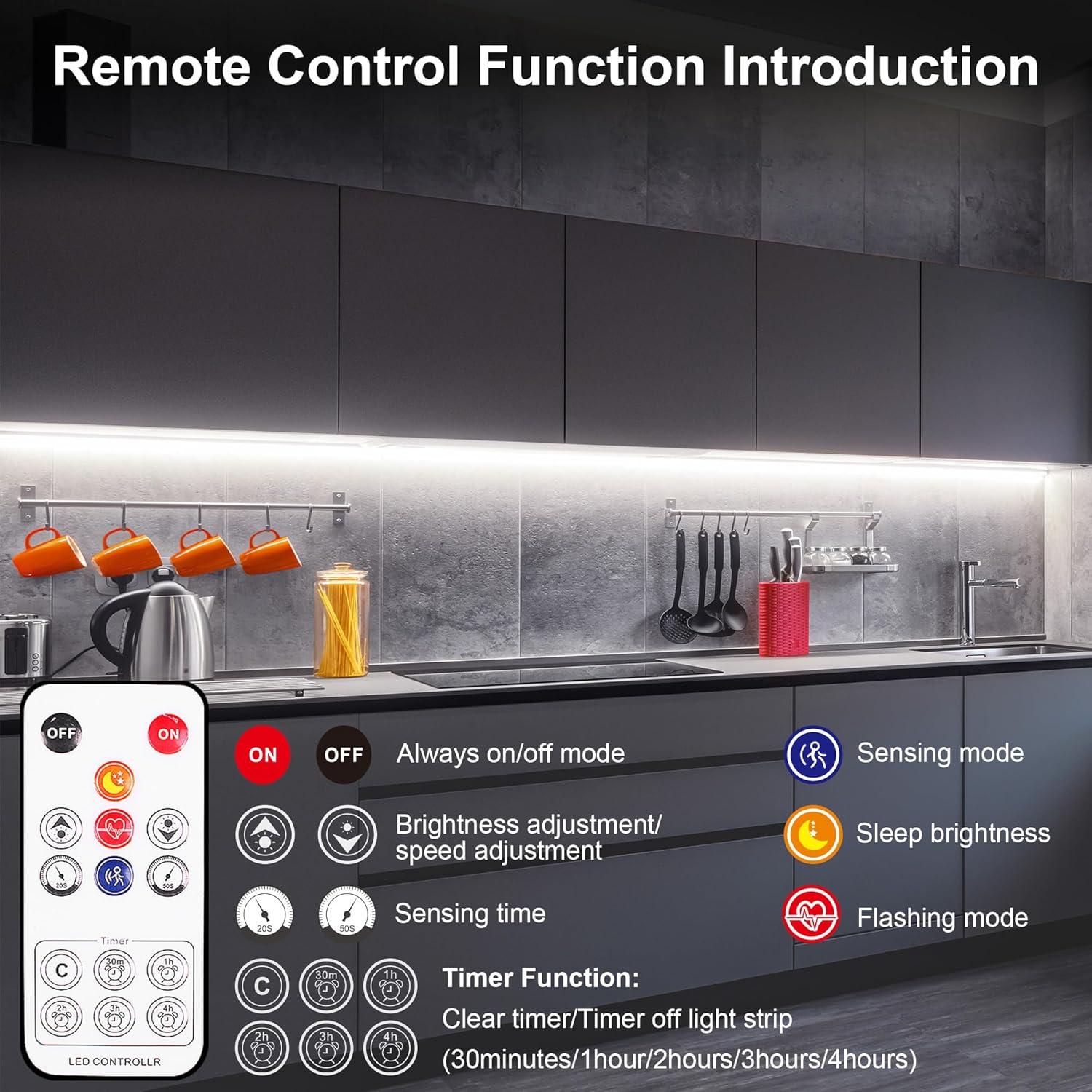 Kit de luces LED bajo gabinete LAFULIT 10 PCS con sensor y control remoto