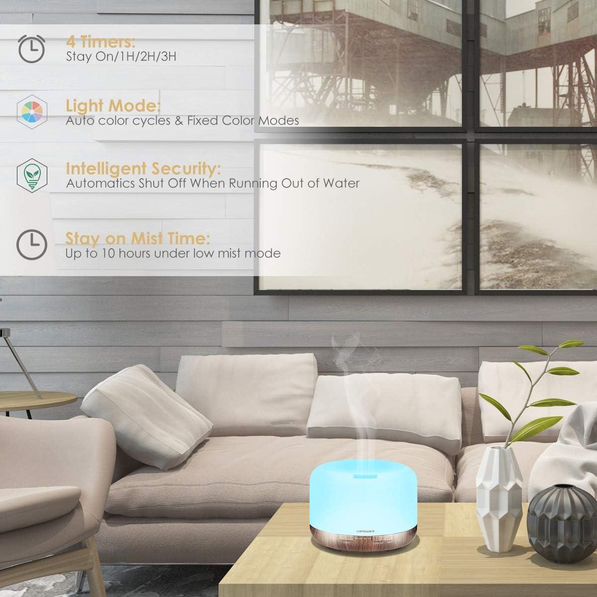 Difusor de Aceite Esencial URPOWER OD-501 500ml Humidificador