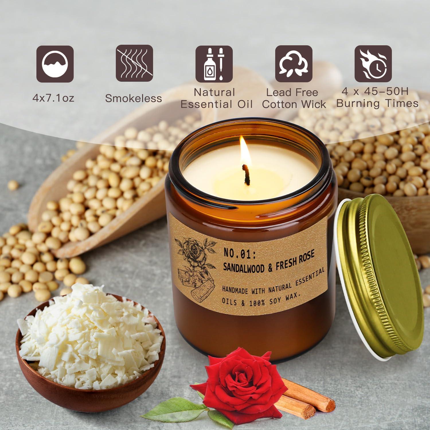 Set de 4 Velas Aromáticas de Soja FKJOL - Lavanda y Más