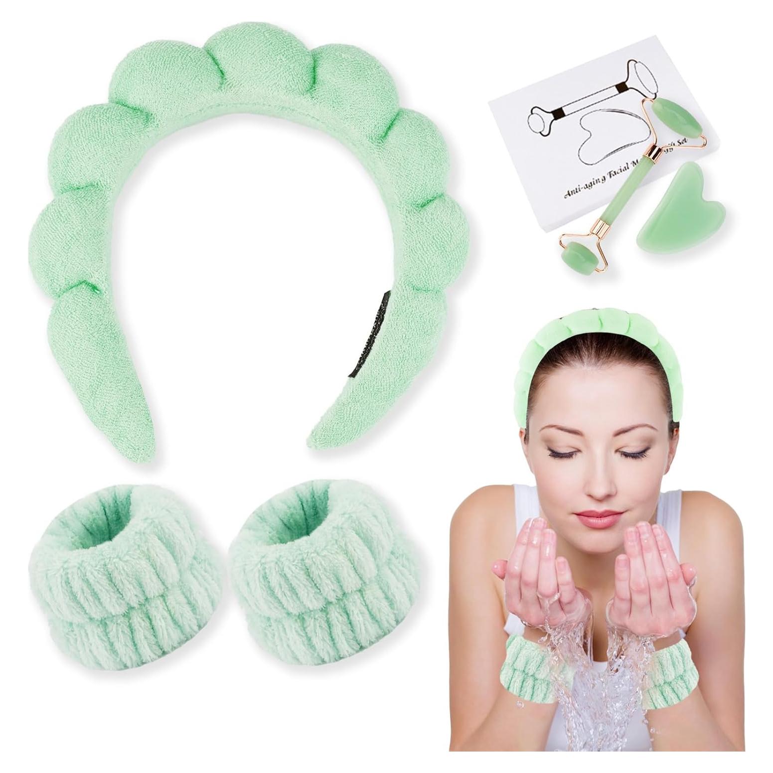 Conjunto de Diadema y Muñequera CUBACO con Rodillo de Jade