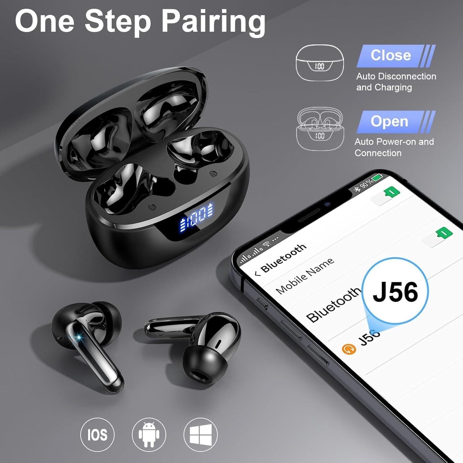 Auriculares Inalámbricos J56 Bluetooth 5.4 con Cancelación de Ruido