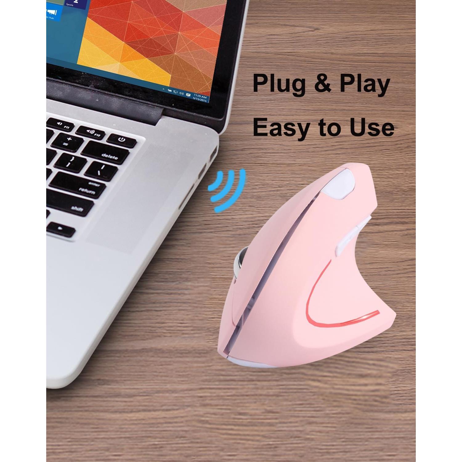 Ratón Inalámbrico Ergonomico Rosa para Mano Izquierda - SHARE SUNSHINE