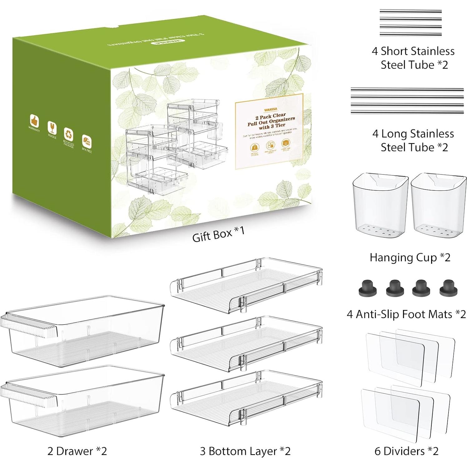 Organizadores de Baño WAKISA 2 Paquetes 3 Niveles Transparentes