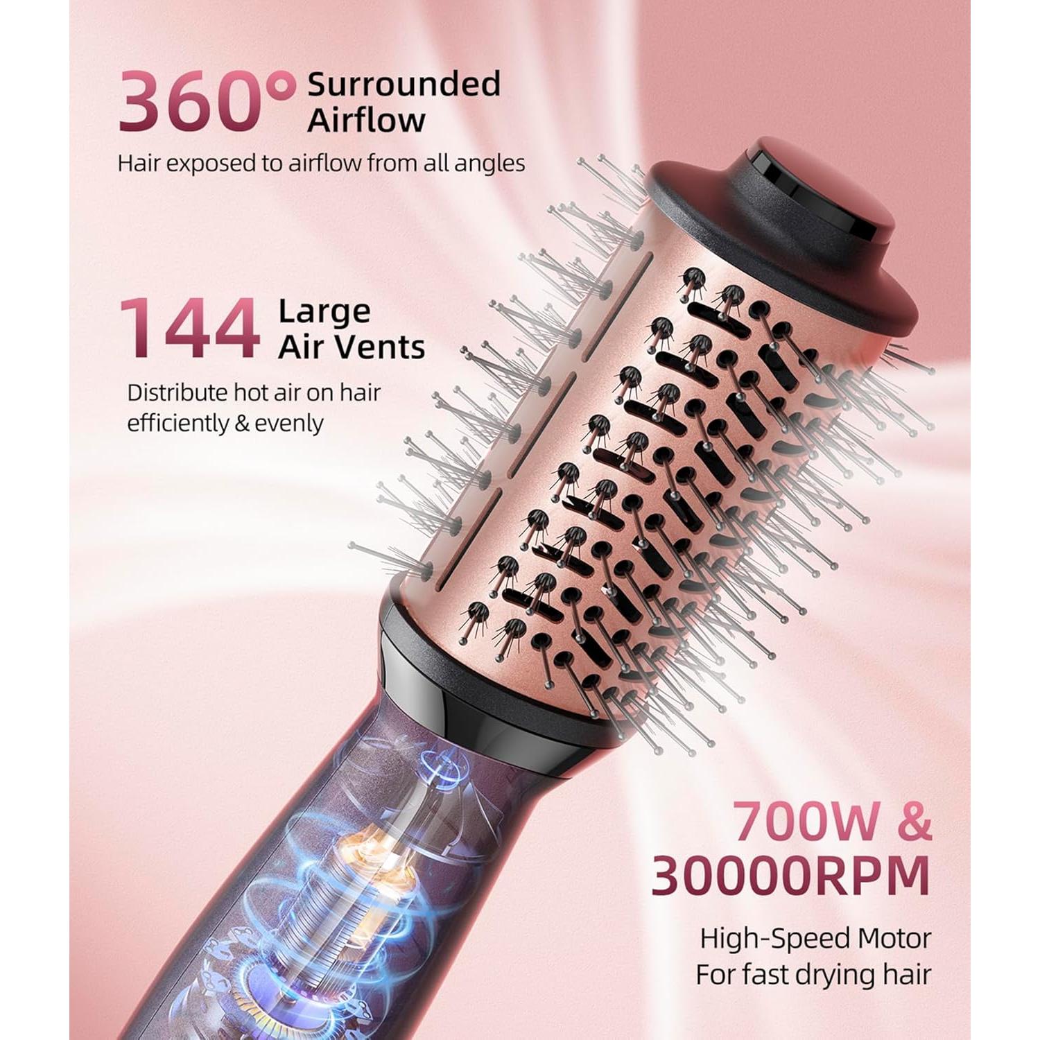 Cepillo Secador de Cabello Doble Voltaje Desalo Oro Rosa 700W