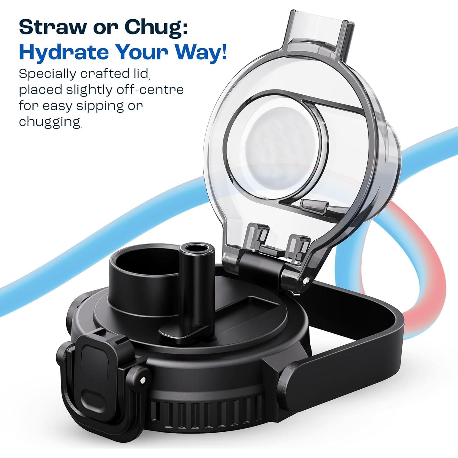 Botella de Agua AQUAFIT 1.81L con Tapa 2-en-1 y Marcador