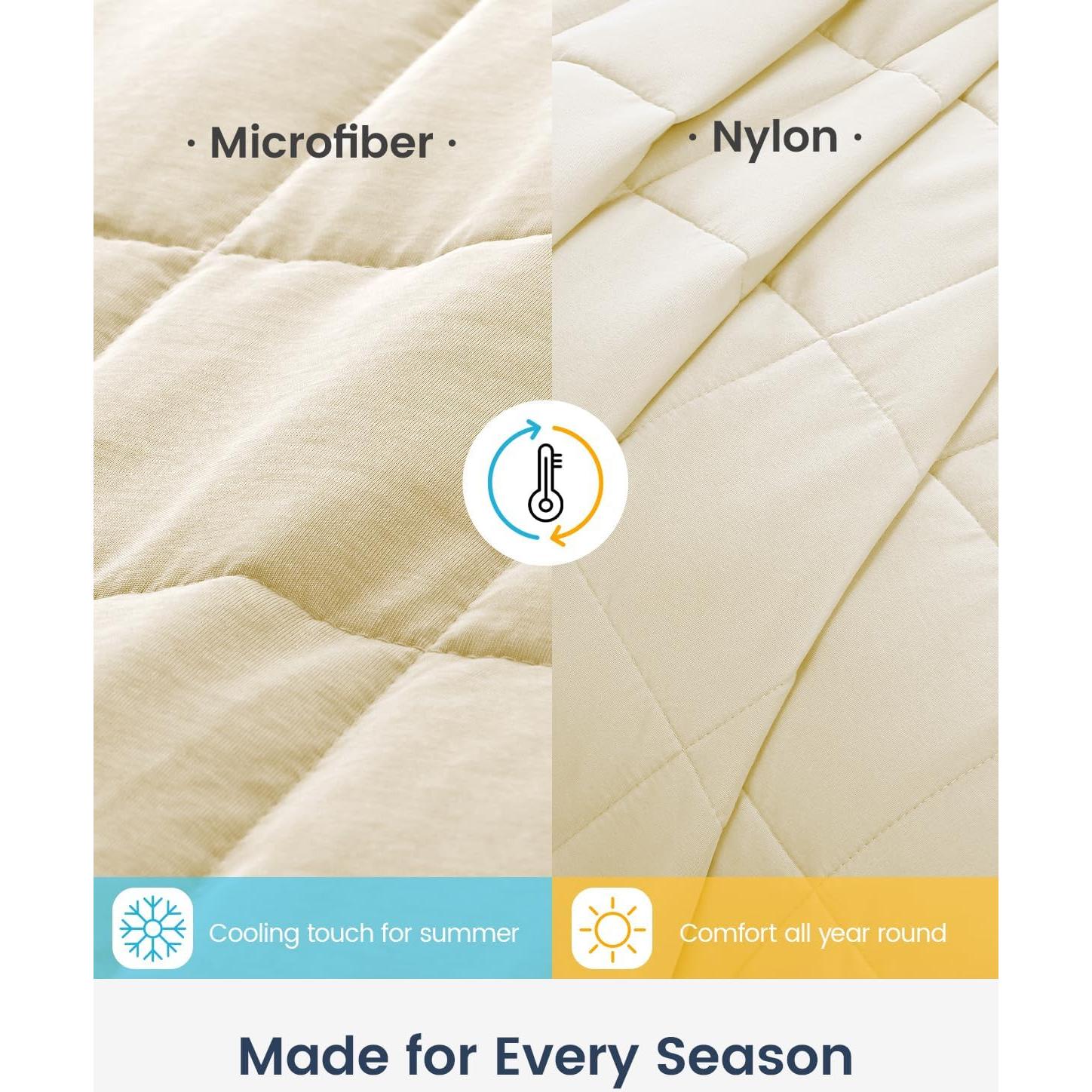 Manta con peso Drewin 5.44kg Individual Microfibra Beige