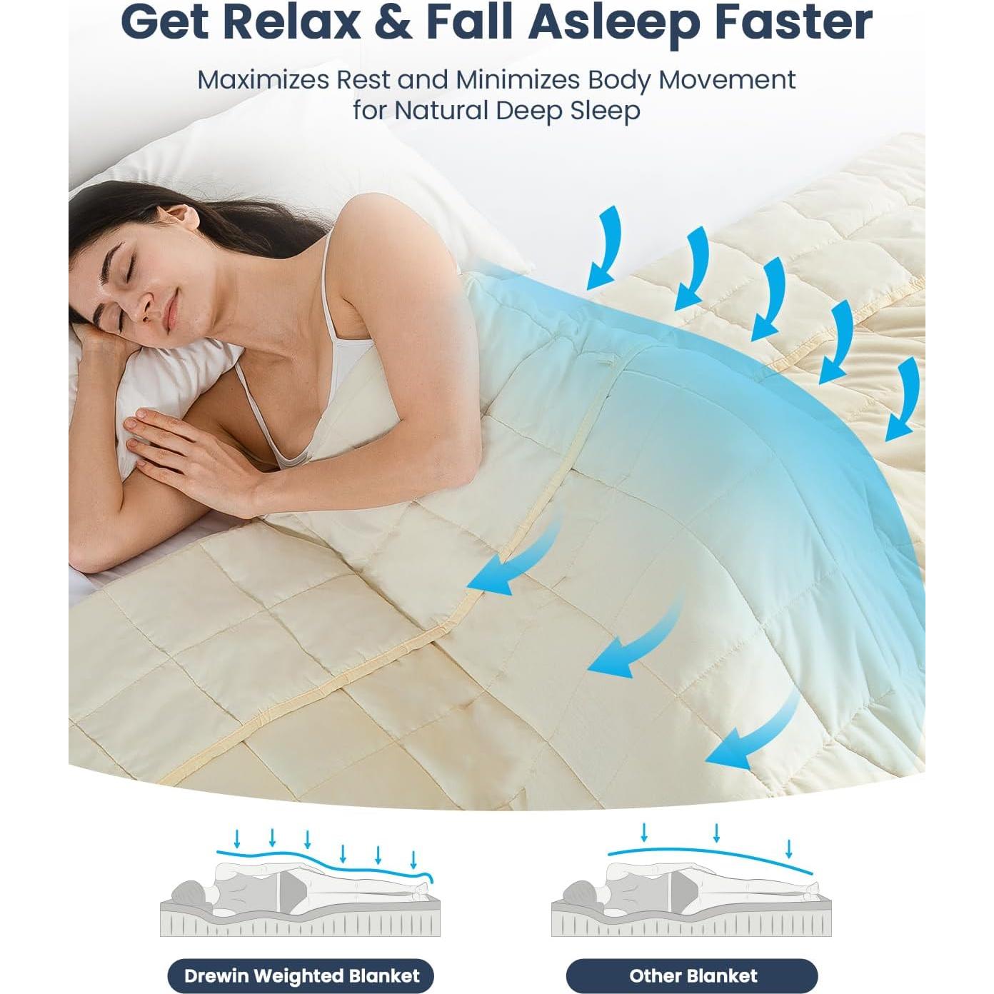 Manta con peso Drewin 5.44kg Individual Microfibra Beige