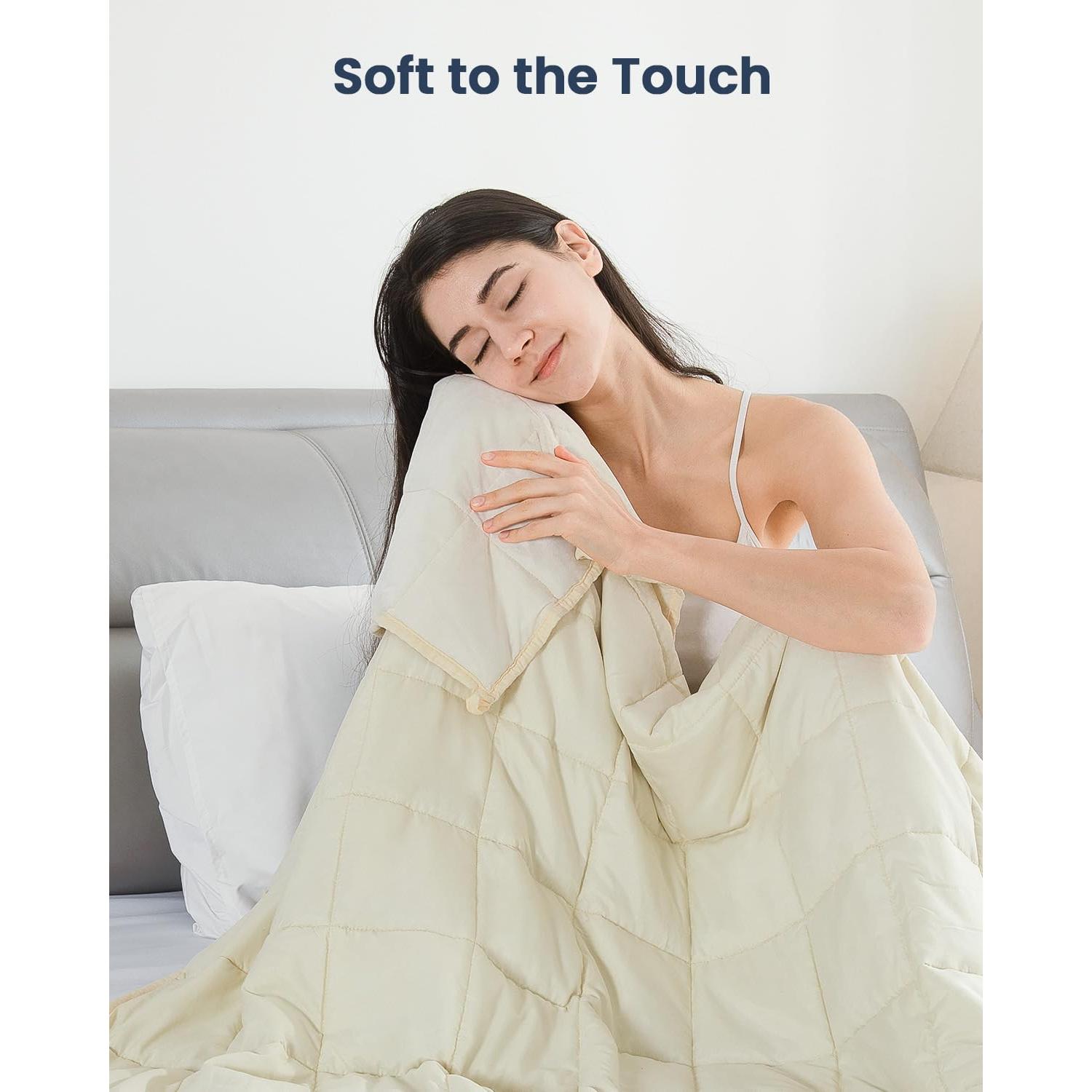 Manta con peso Drewin 5.44kg Individual Microfibra Beige