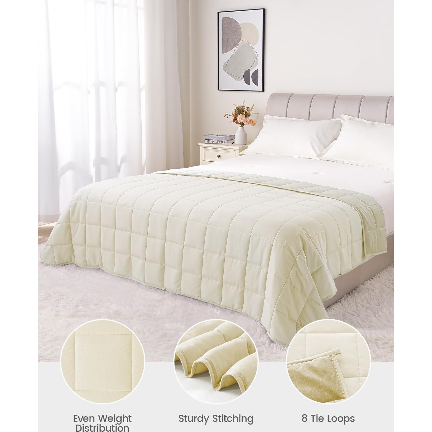 Manta con peso Drewin 5.44kg Individual Microfibra Beige