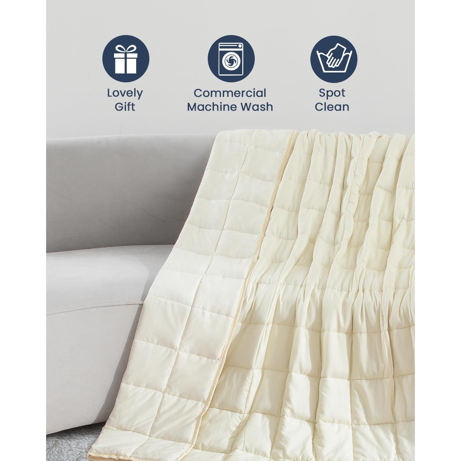 Manta con peso Drewin 5.44kg Individual Microfibra Beige