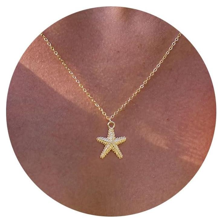 Collar de Oro VRIUA Estrella de Mar Ajustable 40.64 cm