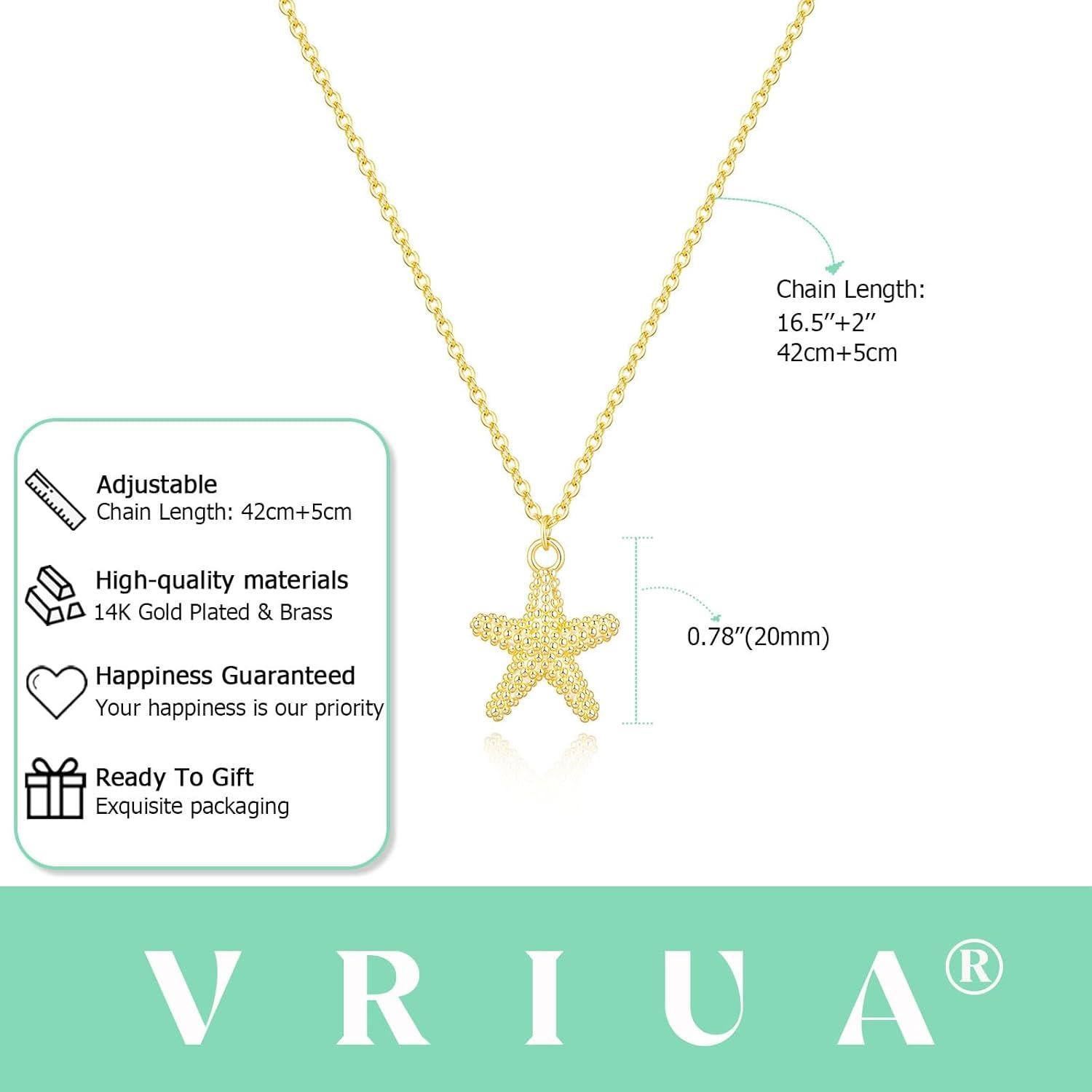 Collar de Oro VRIUA Estrella de Mar Ajustable 40.64 cm