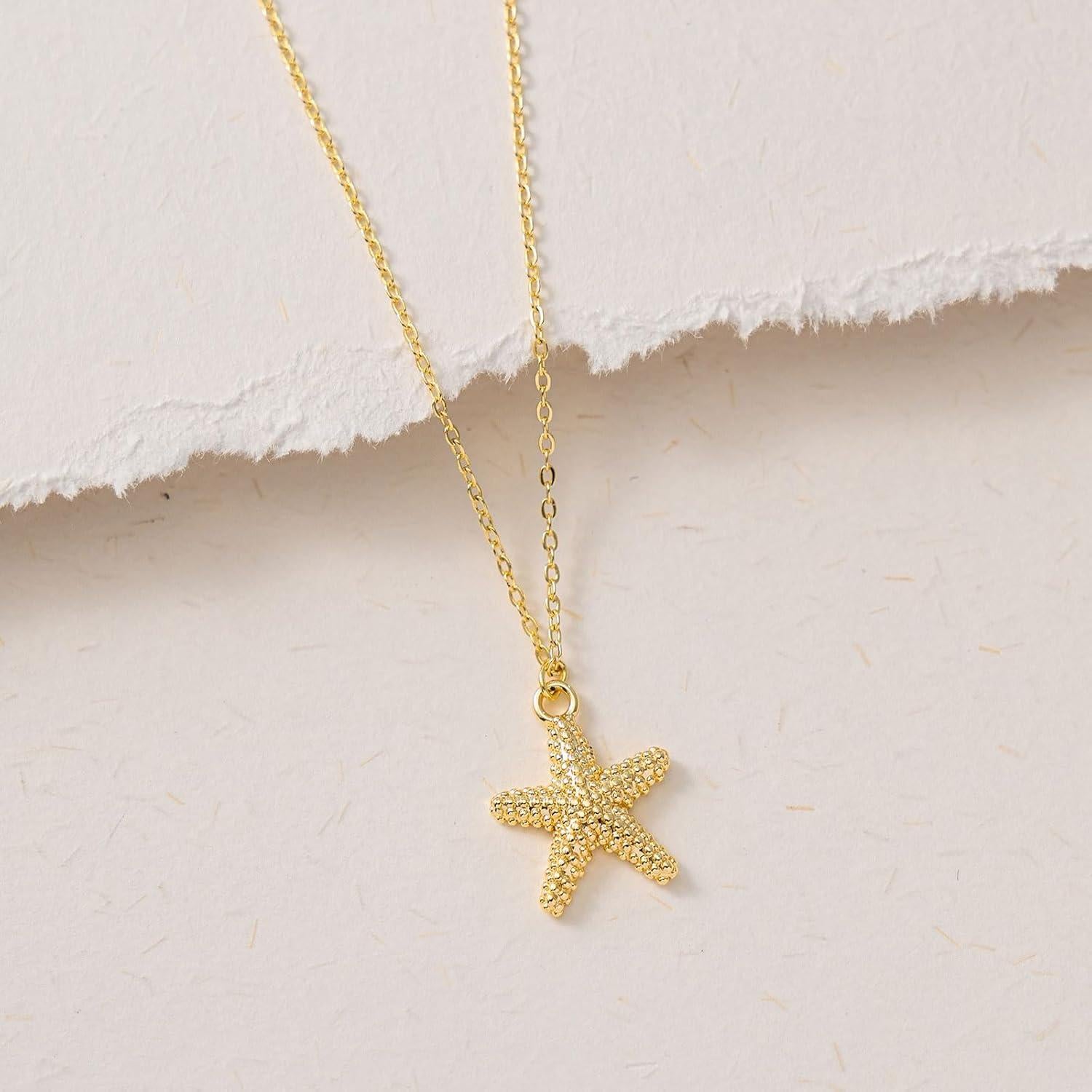 Collar de Oro VRIUA Estrella de Mar Ajustable 40.64 cm