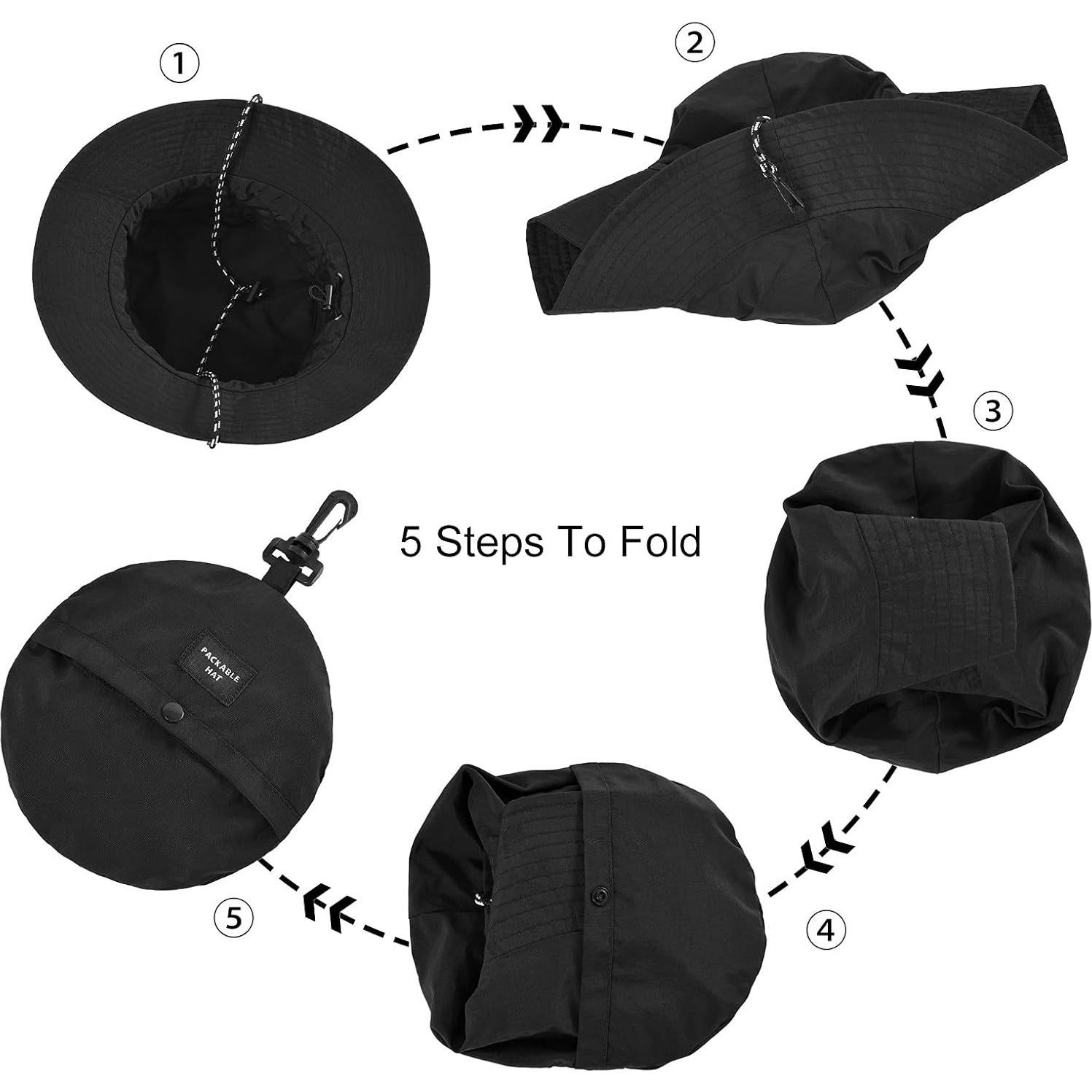 Sombrero de Cubo Plegable FEICUI UV Unisex Negro