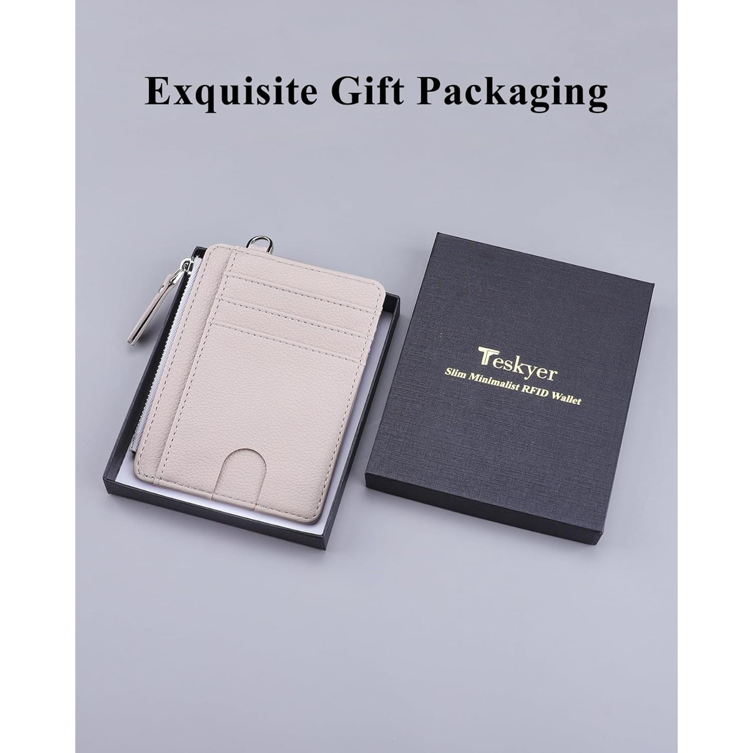 Billetera delgada Teskyer RFID beige 9 compartimentos 0.2 cm
