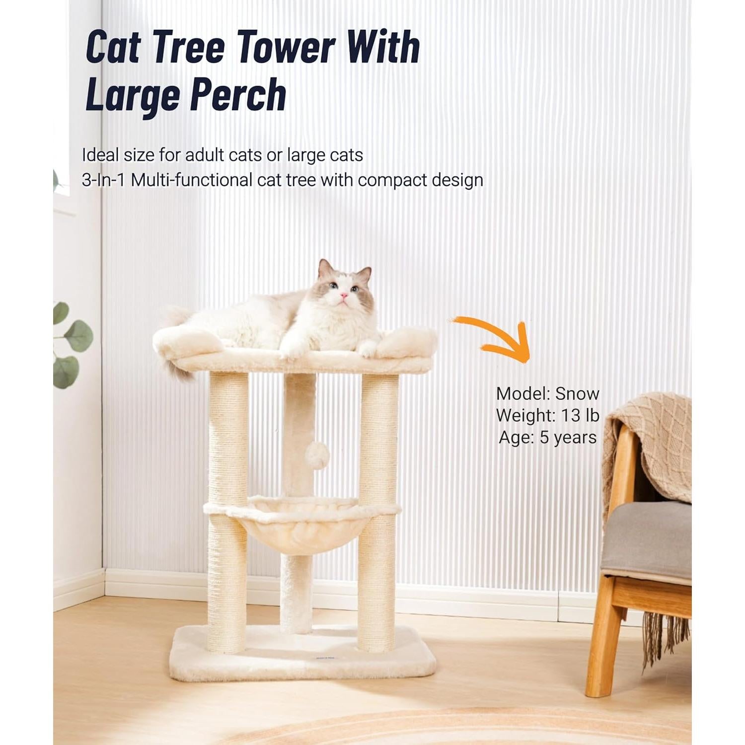 Árbol para Gatos Happi N Pets 71 cm con Cama Grande Beige