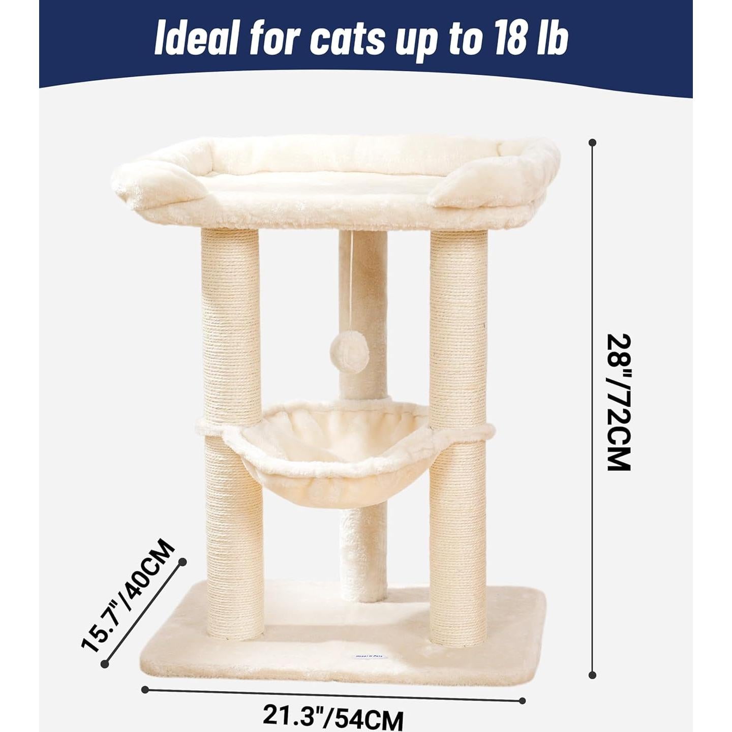 Árbol para Gatos Happi N Pets 71 cm con Cama Grande Beige