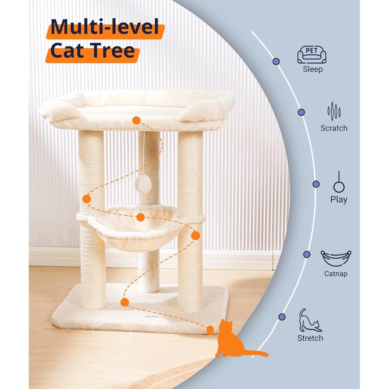 Árbol para Gatos Happi N Pets 71 cm con Cama Grande Beige