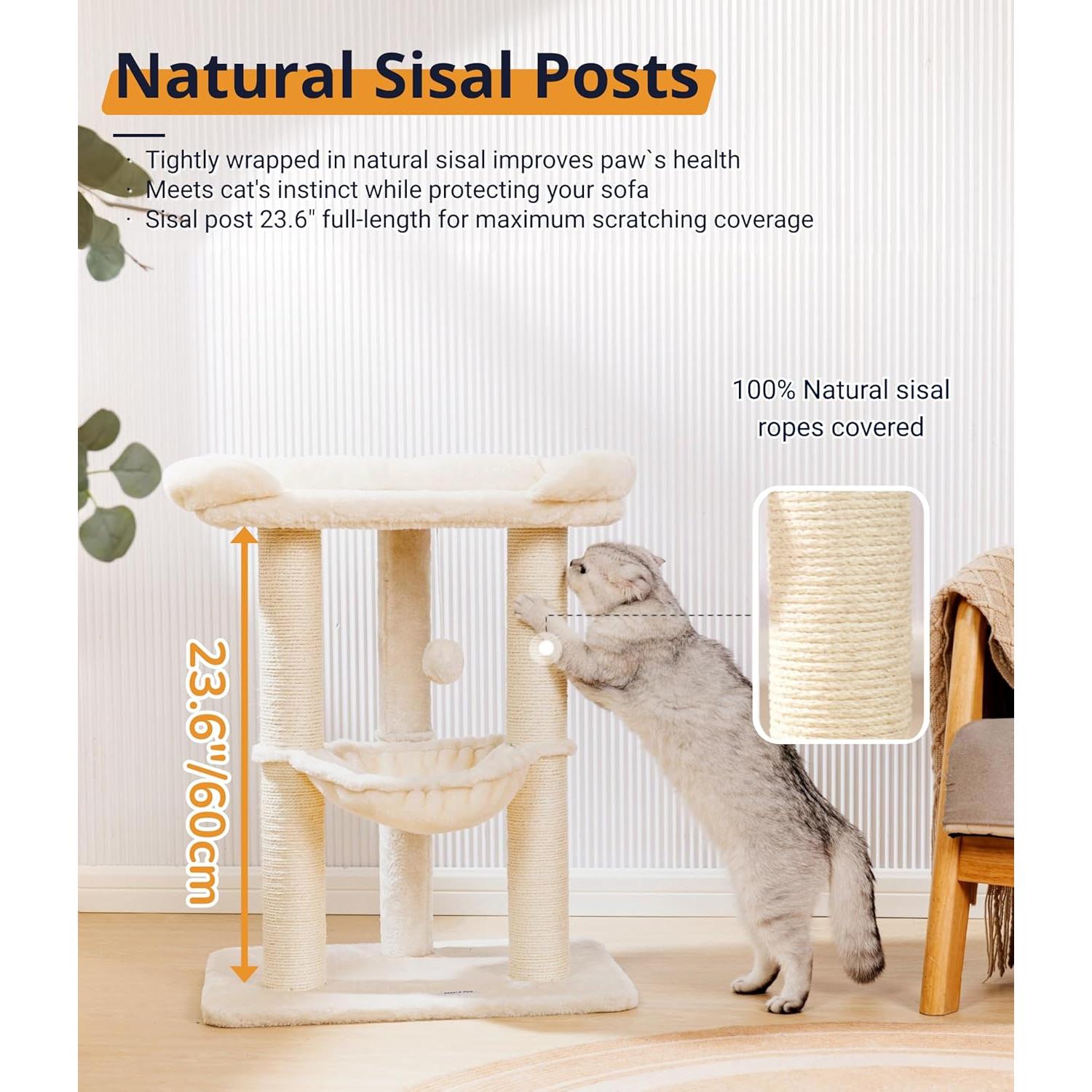 Árbol para Gatos Happi N Pets 71 cm con Cama Grande Beige