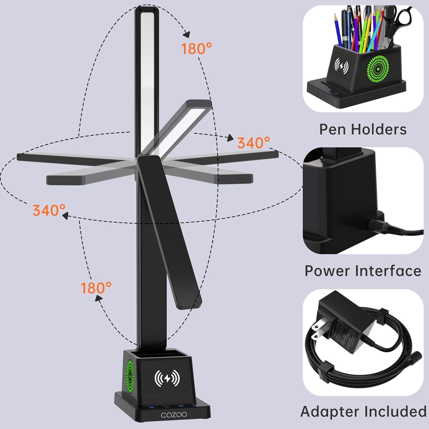 Lámpara de Escritorio Cozoo LED con Cargador Inalámbrico 37cm