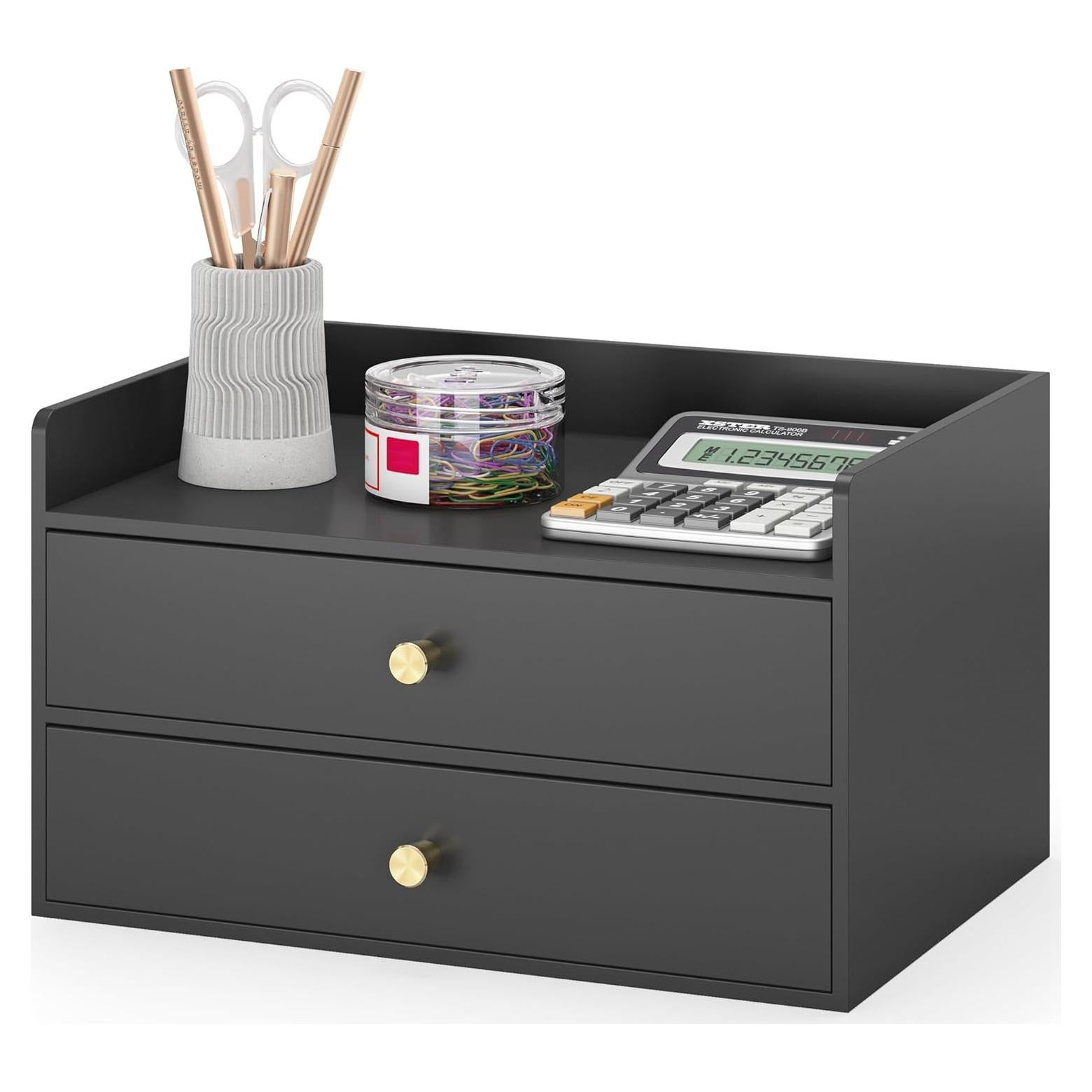 Organizador de Escritorio Wisuce de Bambú Negro 2 Cajones