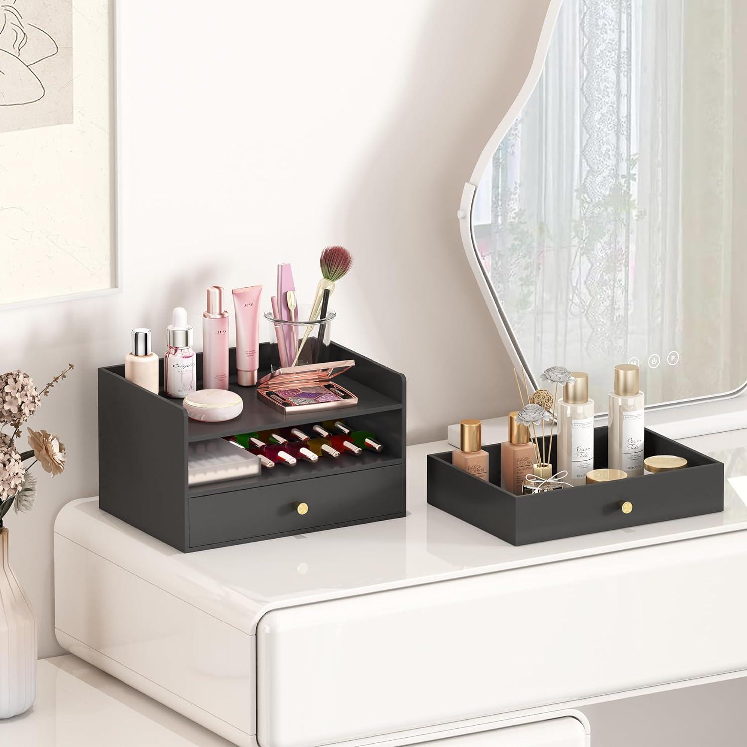 Organizador de Escritorio Wisuce de Bambú Negro 2 Cajones