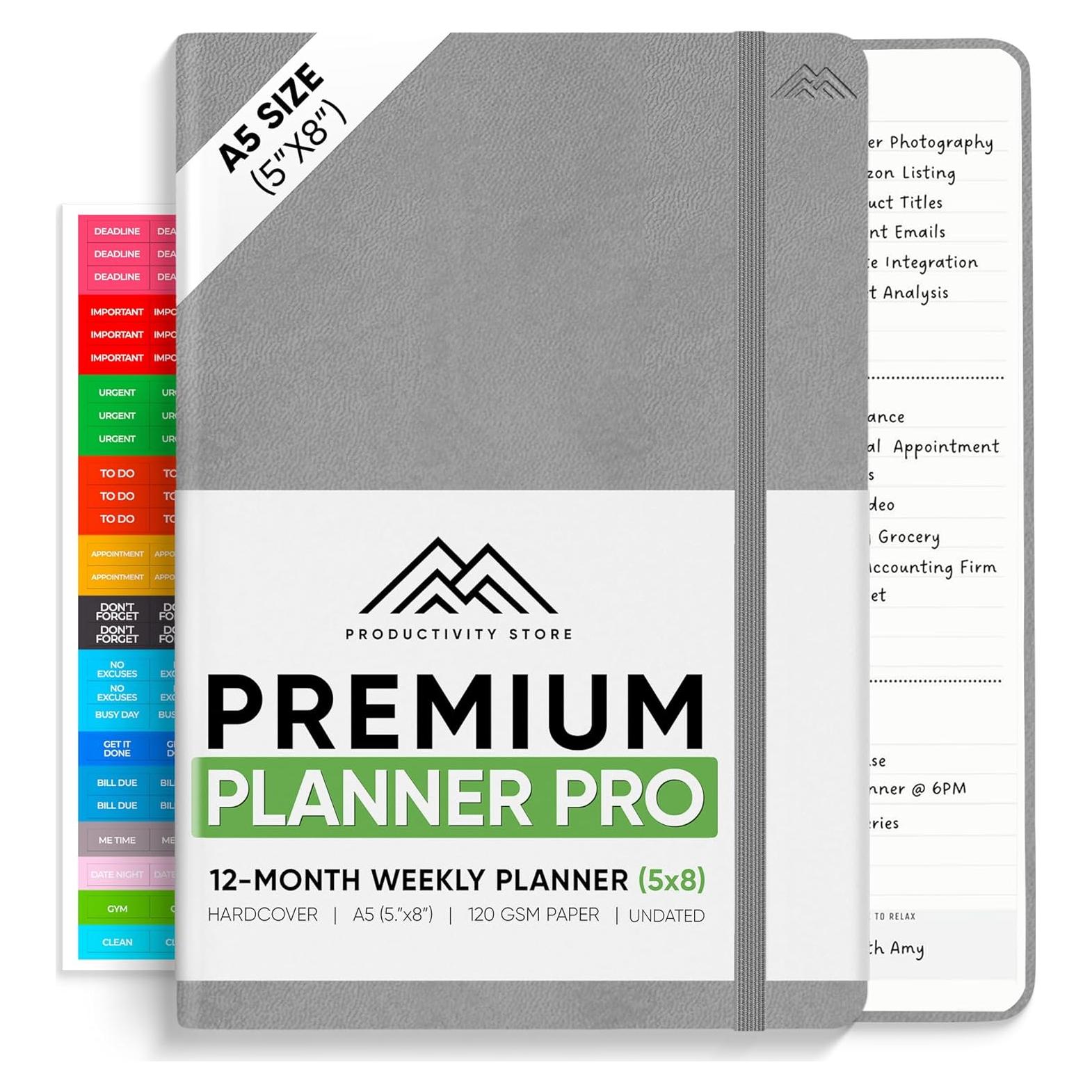 Planificador A5 Sin Fecha Tienda de Productividad Gris 2025