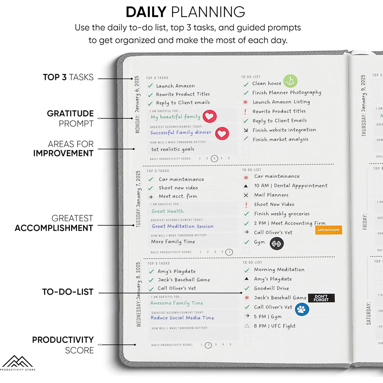 Planificador A5 Sin Fecha Tienda de Productividad Gris 2025