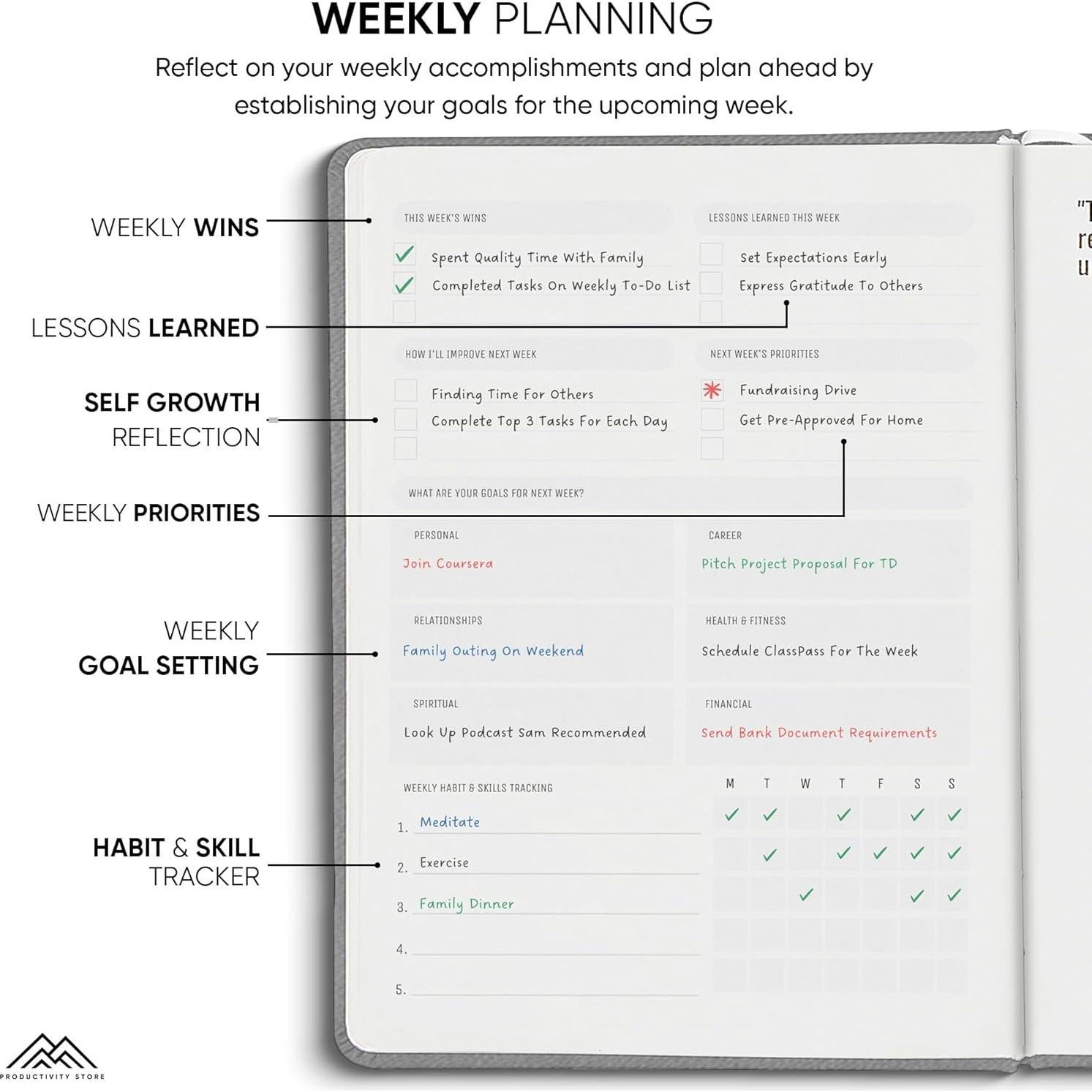 Planificador A5 Sin Fecha Tienda de Productividad Gris 2025