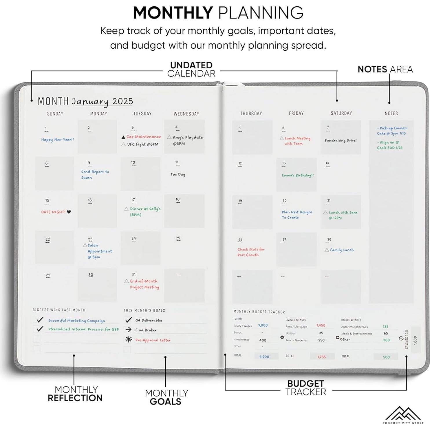Planificador A5 Sin Fecha Tienda de Productividad Gris 2025