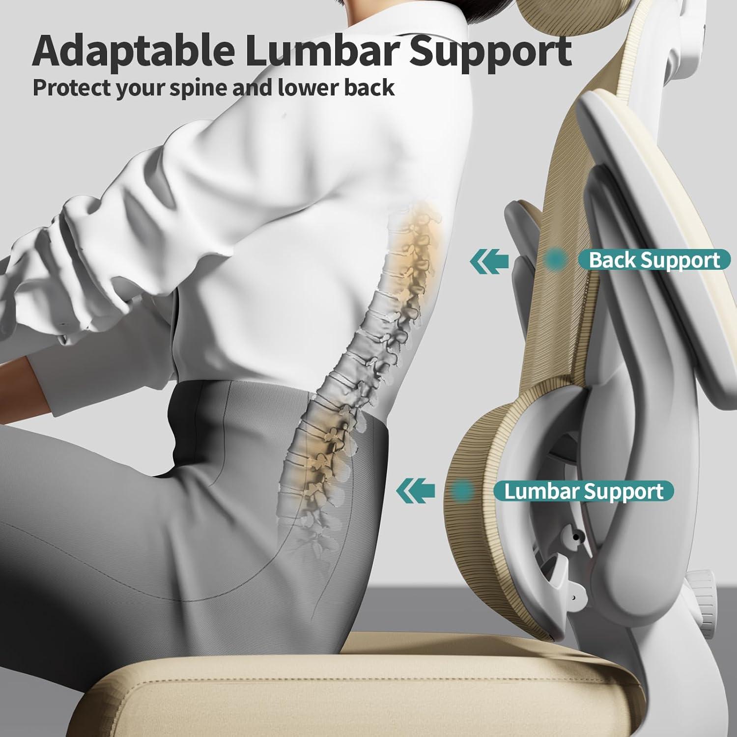 Silla de Oficina Ergonómica TRALT Beige 150 KG Ajustable