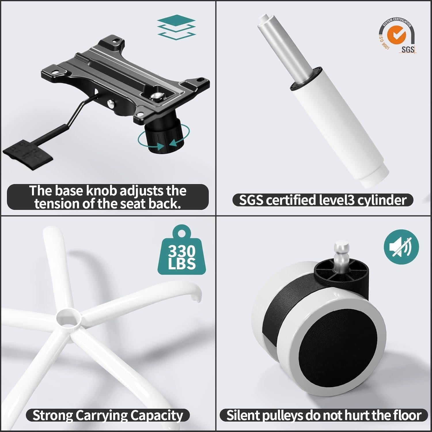 Silla de Oficina Ergonómica TRALT Beige 150 KG Ajustable