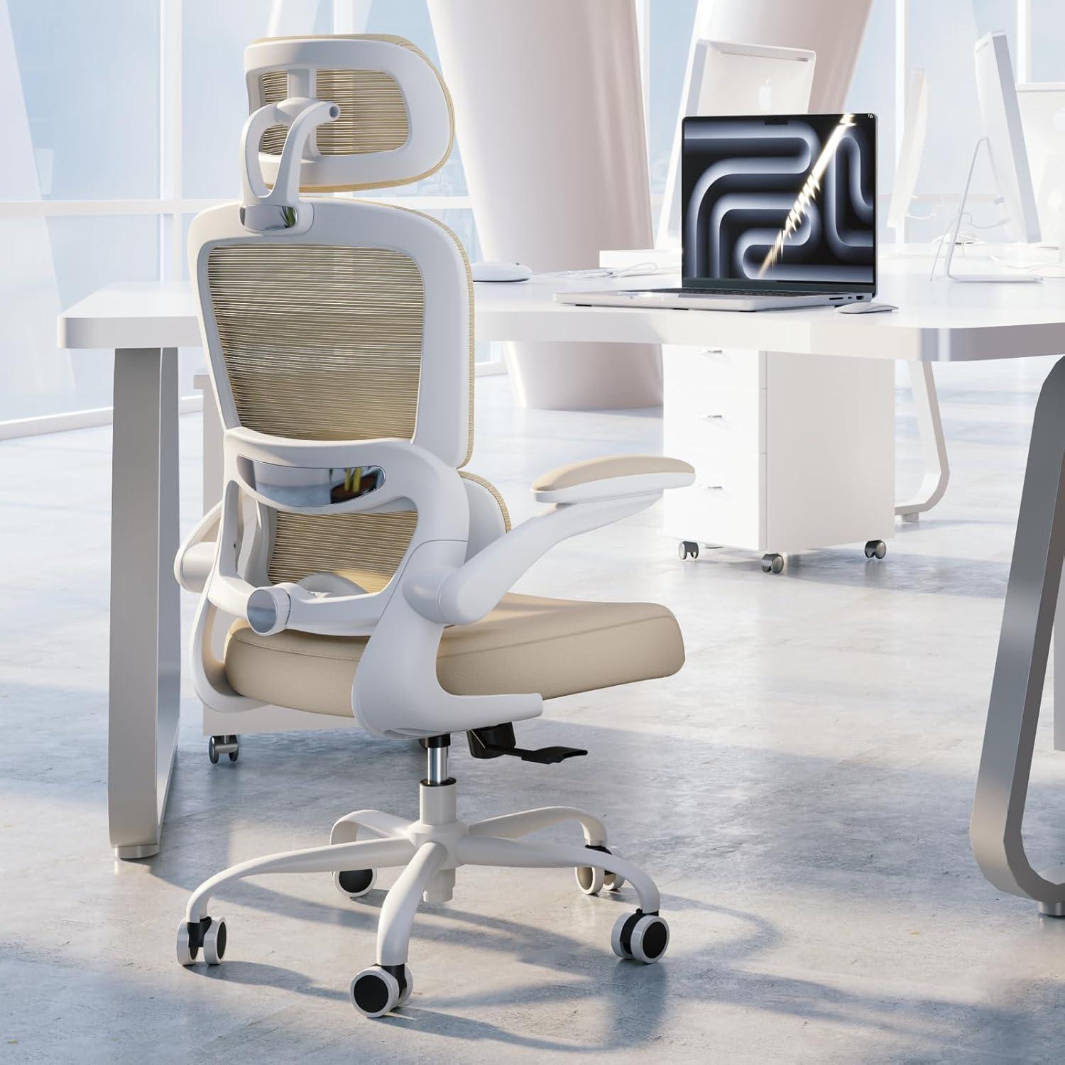 Silla de Oficina Ergonómica TRALT Beige 150 KG Ajustable