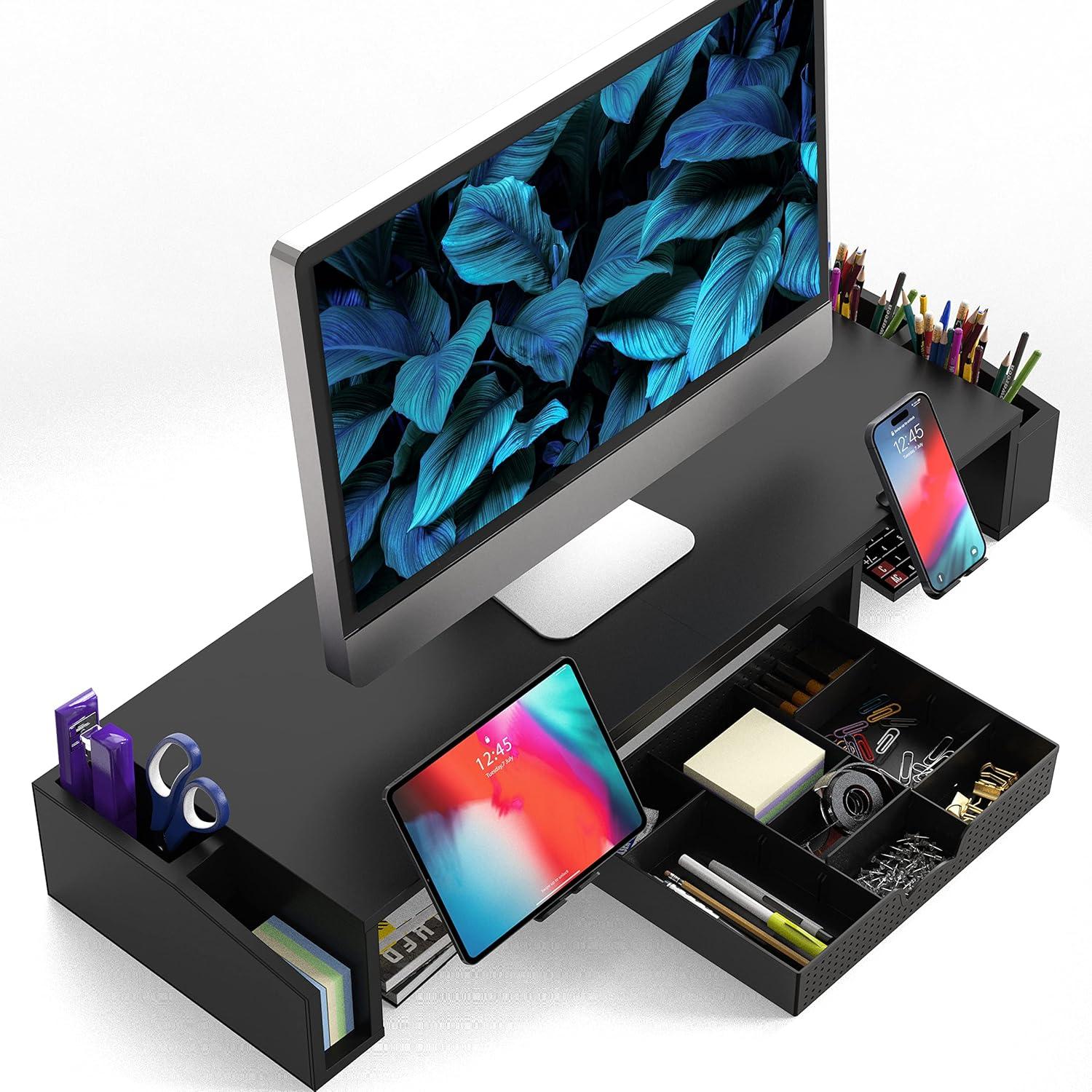 Soporte de Escritorio para Doble Monitor Simple Houseware Negro