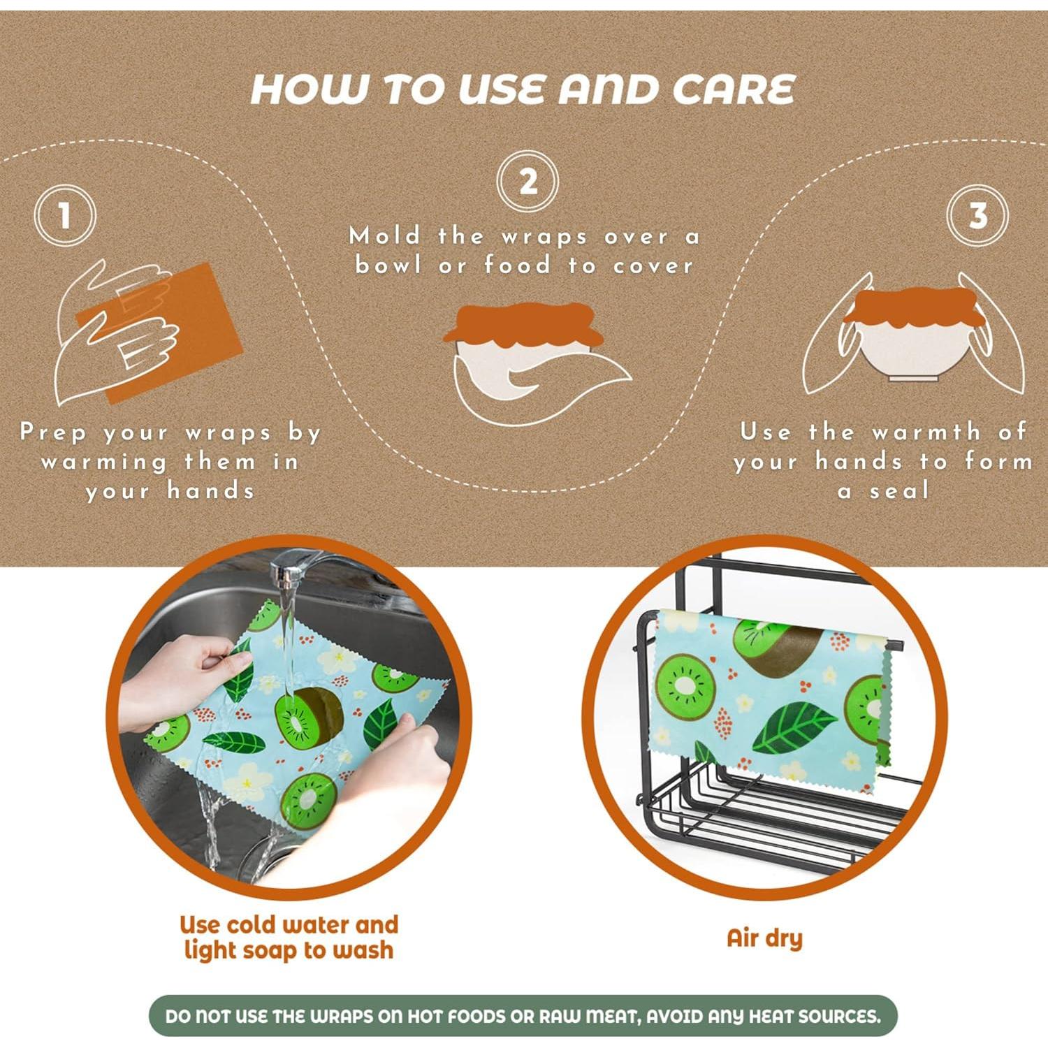 Envolturas de Cera de Abeja Akeeko - 9 Piezas Reutilizables