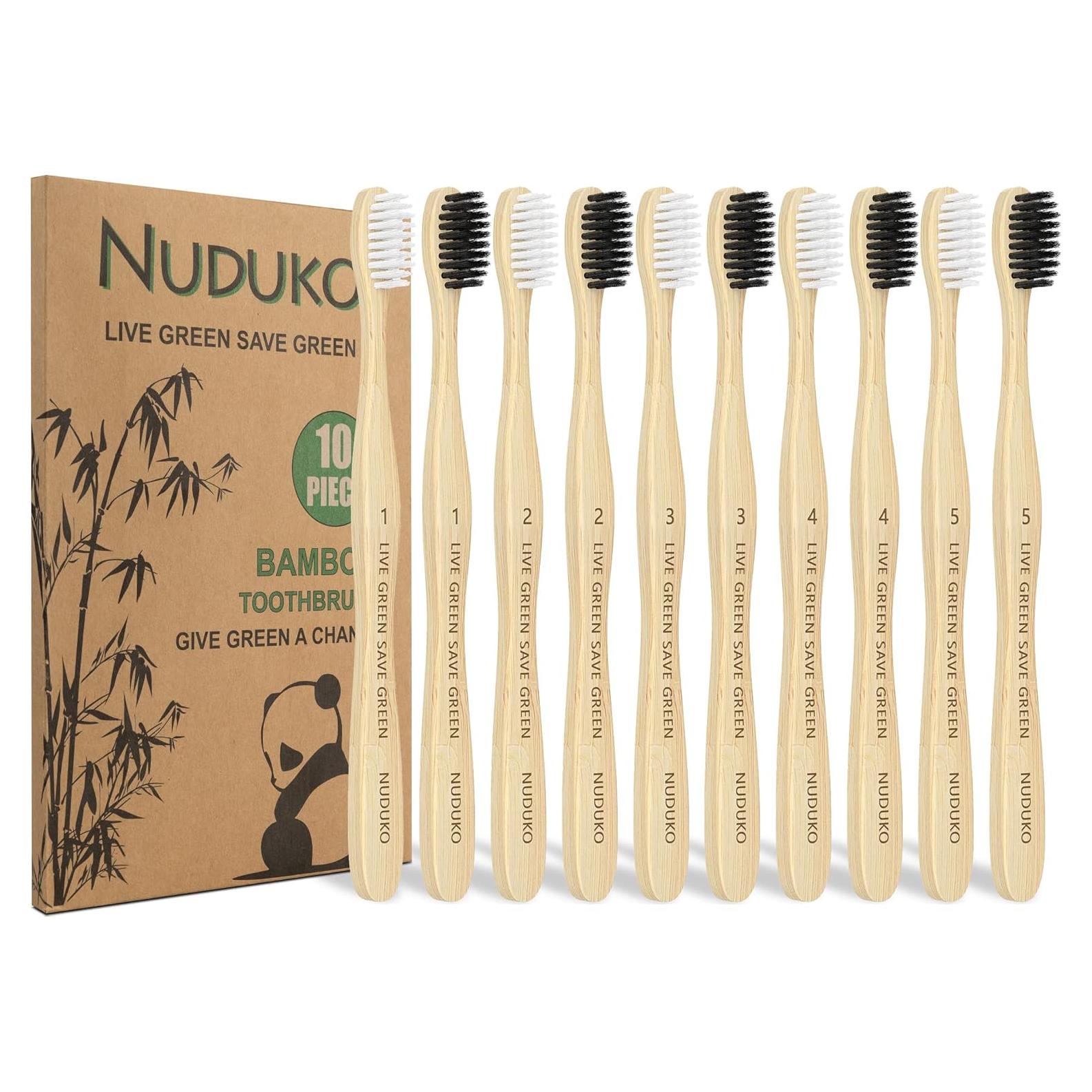 Cepillos de Dientes de Bambú Ecológicos NUDUKO - Paquete de 10
