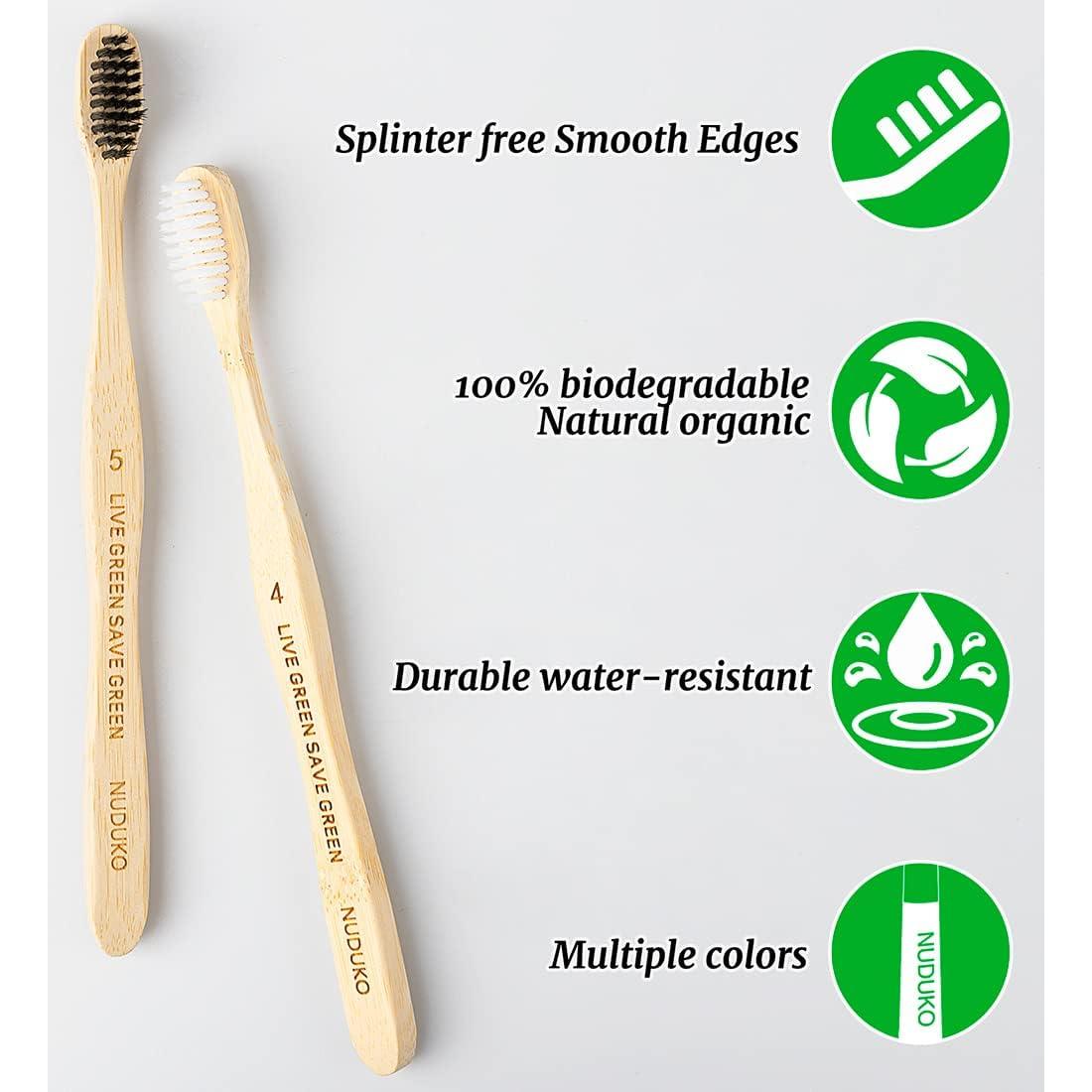 Cepillos de Dientes de Bambú Ecológicos NUDUKO - Paquete de 10