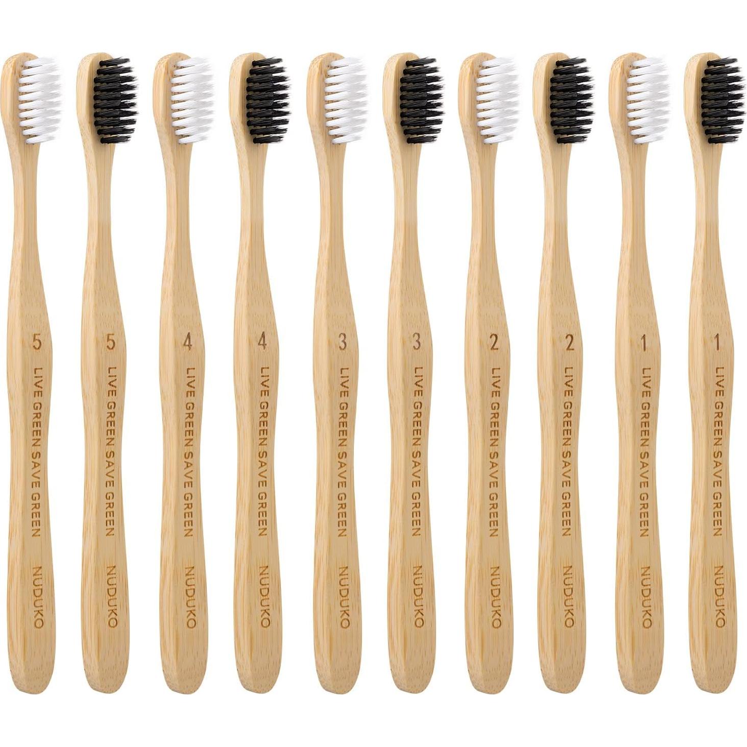 Cepillos de Dientes de Bambú Ecológicos NUDUKO - Paquete de 10