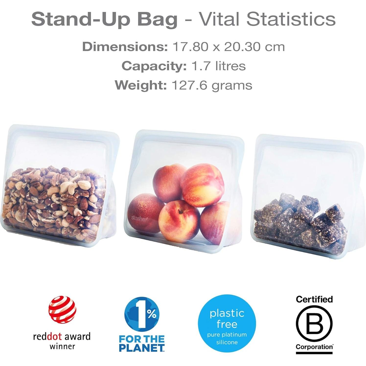 Bolsa de Silicona Reutilizable Stasher 1.65L Transparente