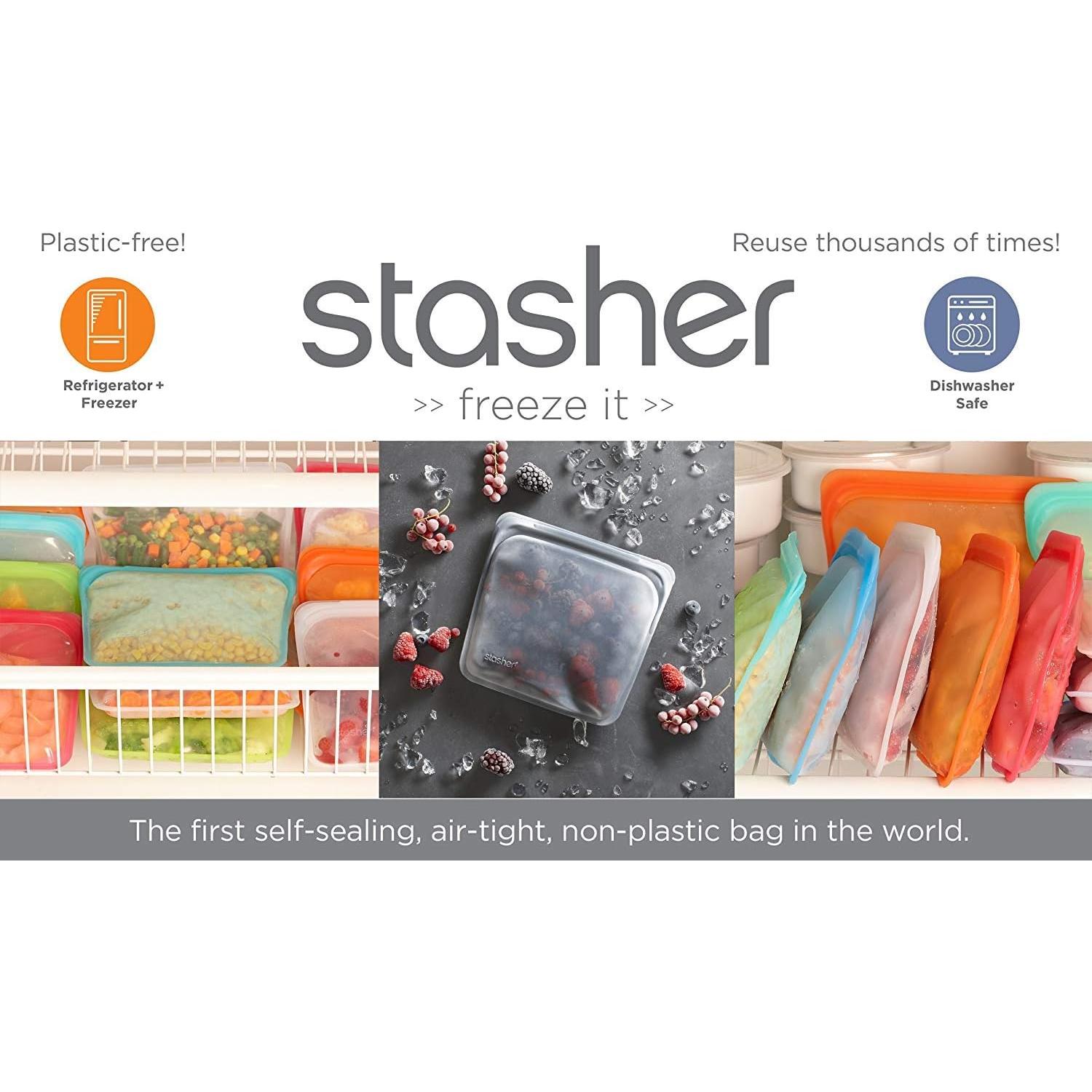 Bolsa de Silicona Reutilizable Stasher 1.65L Transparente