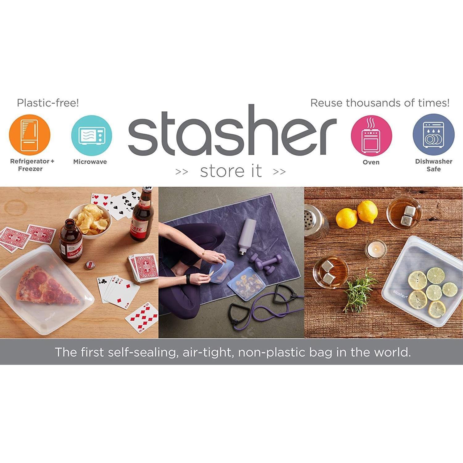 Bolsa de Silicona Reutilizable Stasher 1.65L Transparente