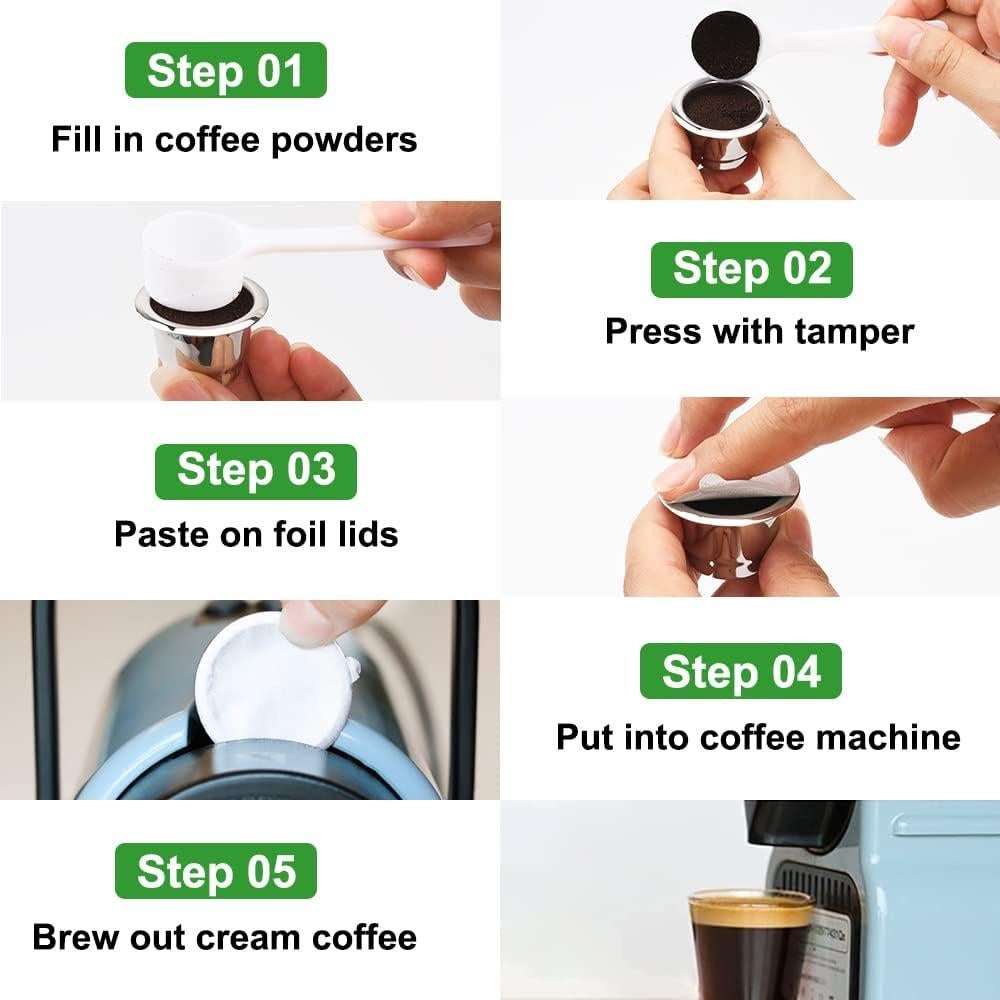 Cápsulas Reutilizables PHMEZLF para Nespresso Original, 6pcs