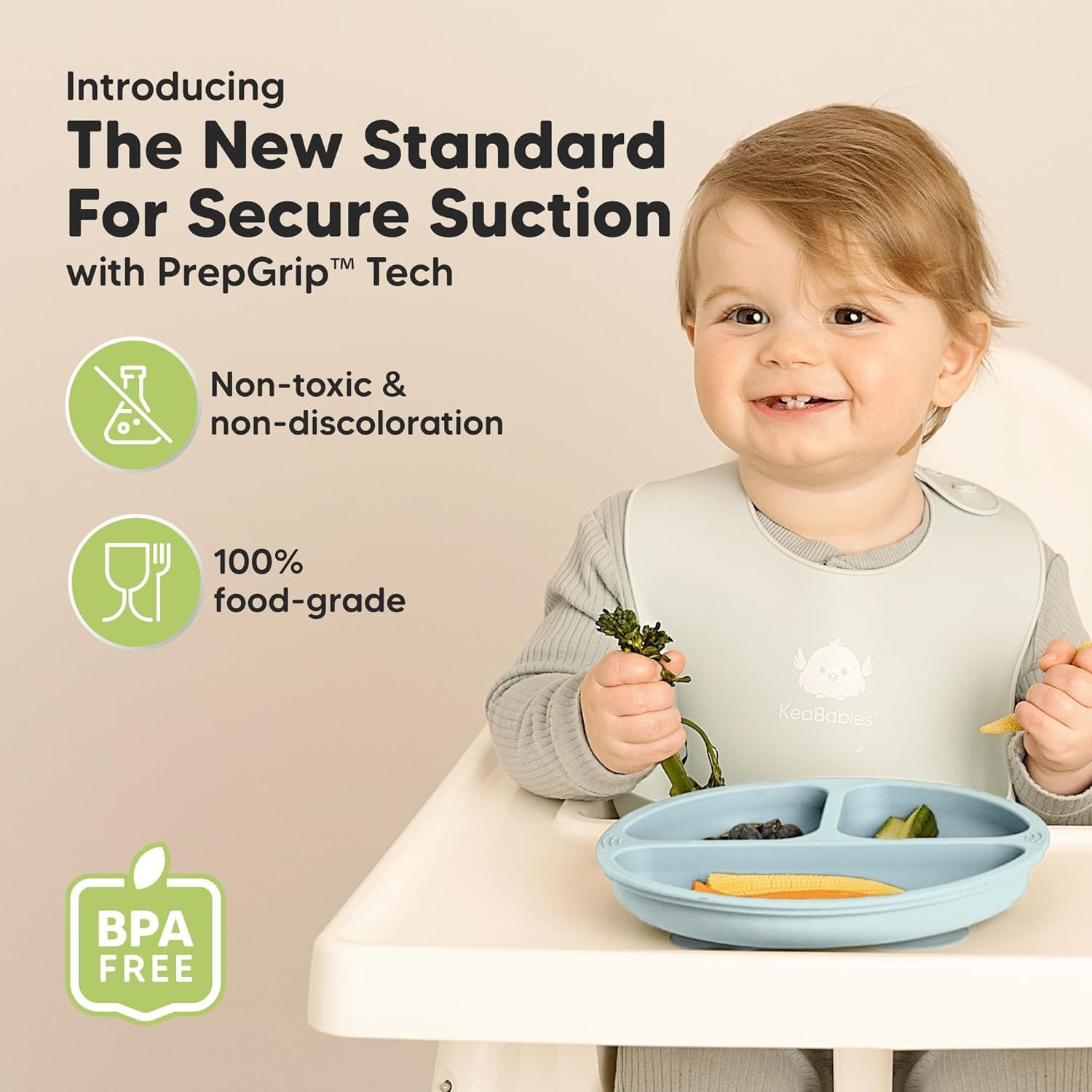 Platos de Succión de Silicona KeaBabies - 3 Unidades Alpes