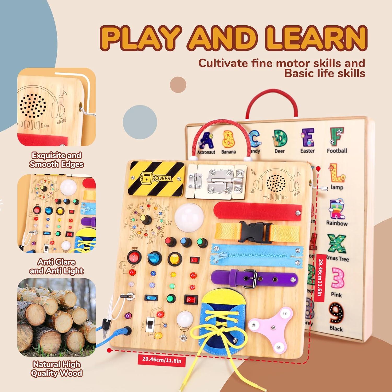 Tablero Ocupado Montessori para Niños 1-3 Años - Juguete Sensorial