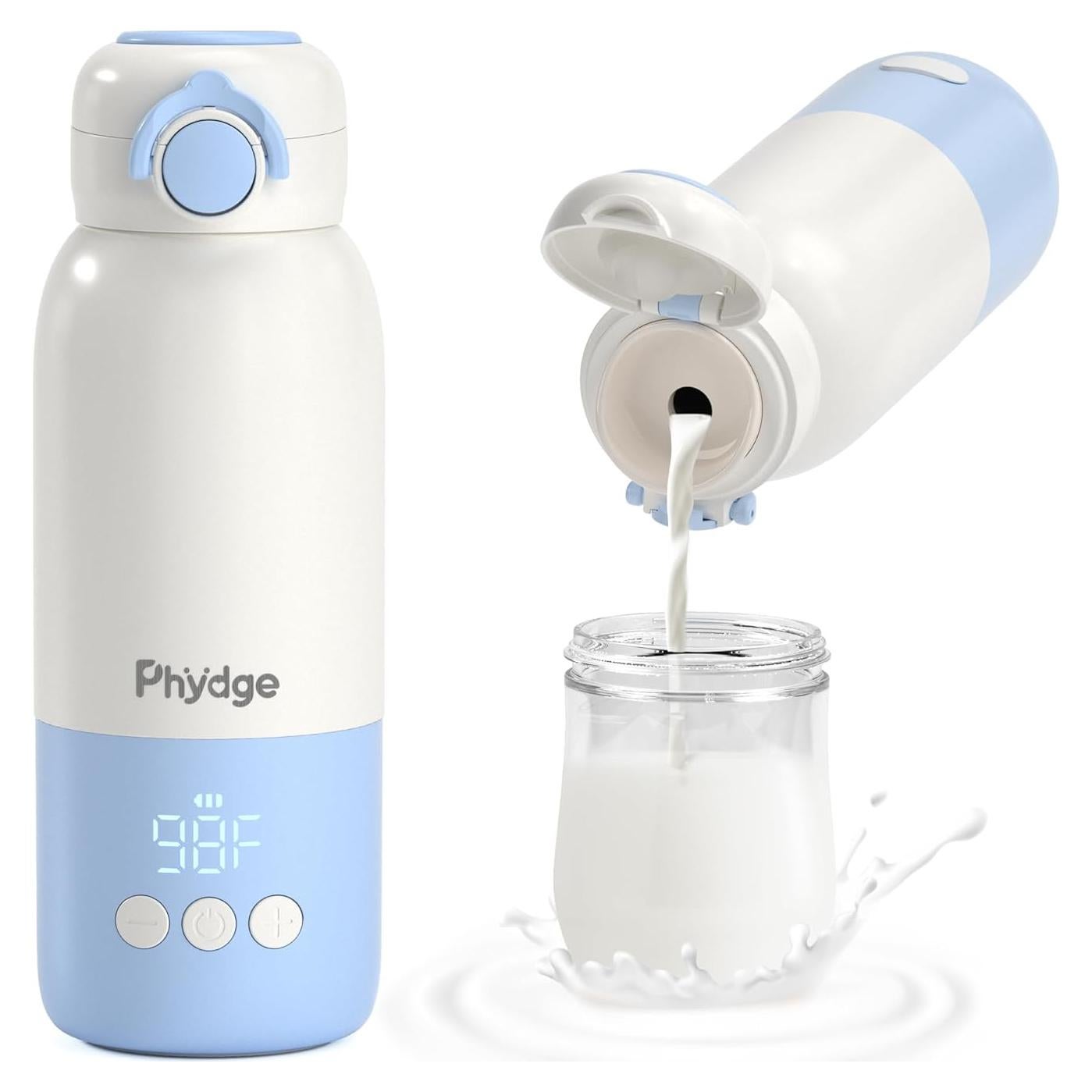Calentador de Botellas Portátil Phydge 12.5oz Azul - Control de Temperatura