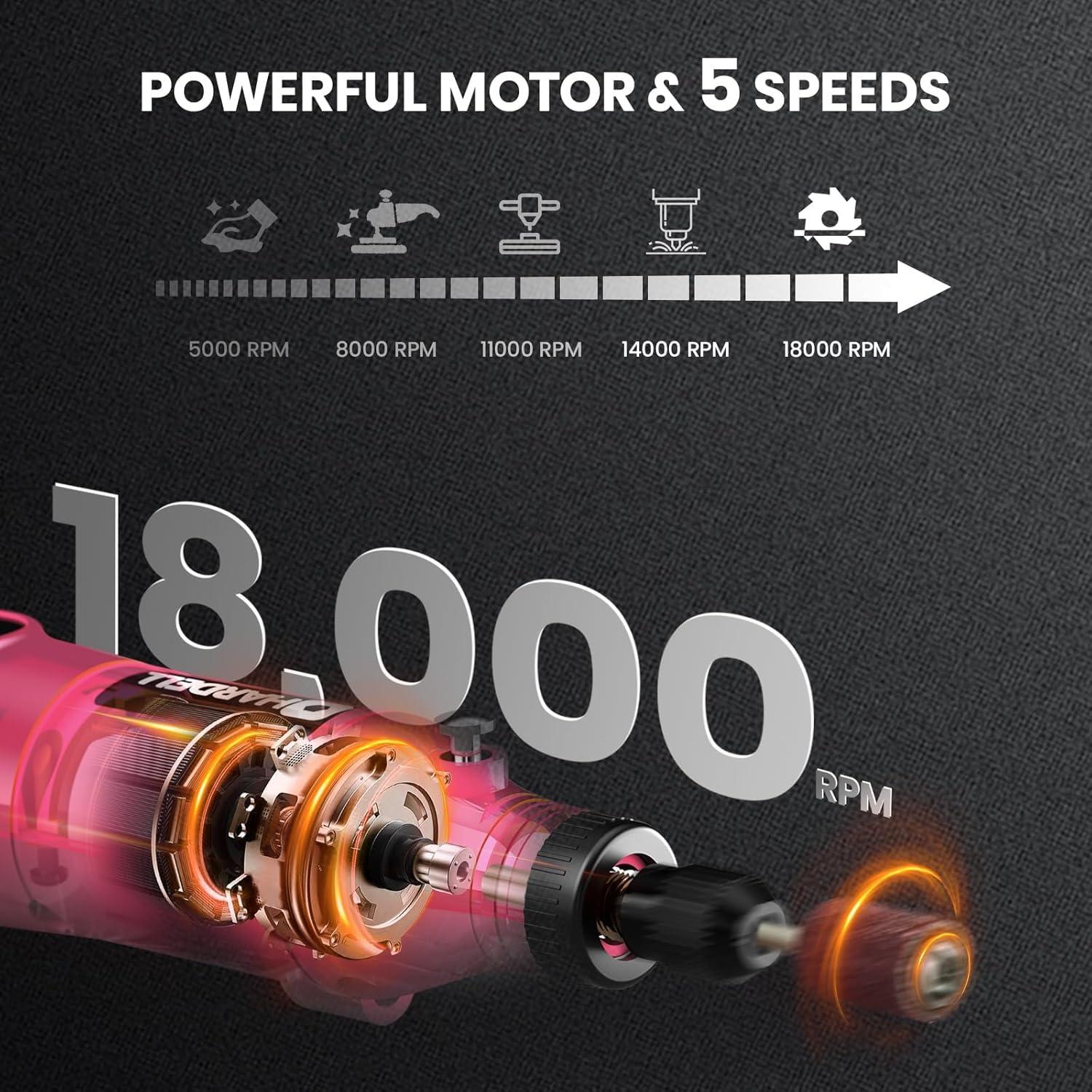 Herramienta Rotativa Cordless HARDELL 3.7V 18000RPM 36 Accesorios