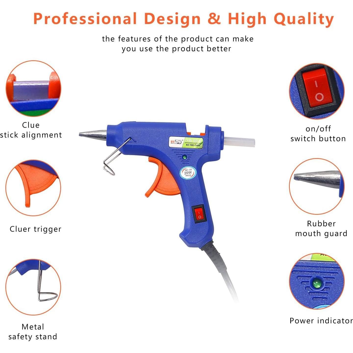 Pistola de Pegamento Caliente Glamgen 20W con 20 Barras