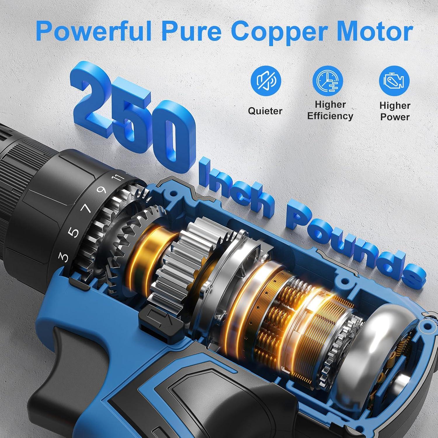 Taladro Inalámbrico VIWKO 12V con 42 Accesorios y Luz LED